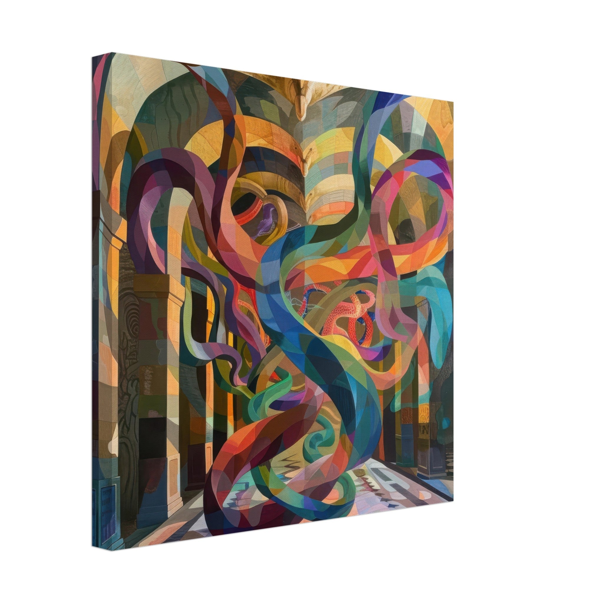 Canvas Square - The Hall of Serpentine Whispers abstract art style - Shop Ai Art WebShop - Digital Art online Store