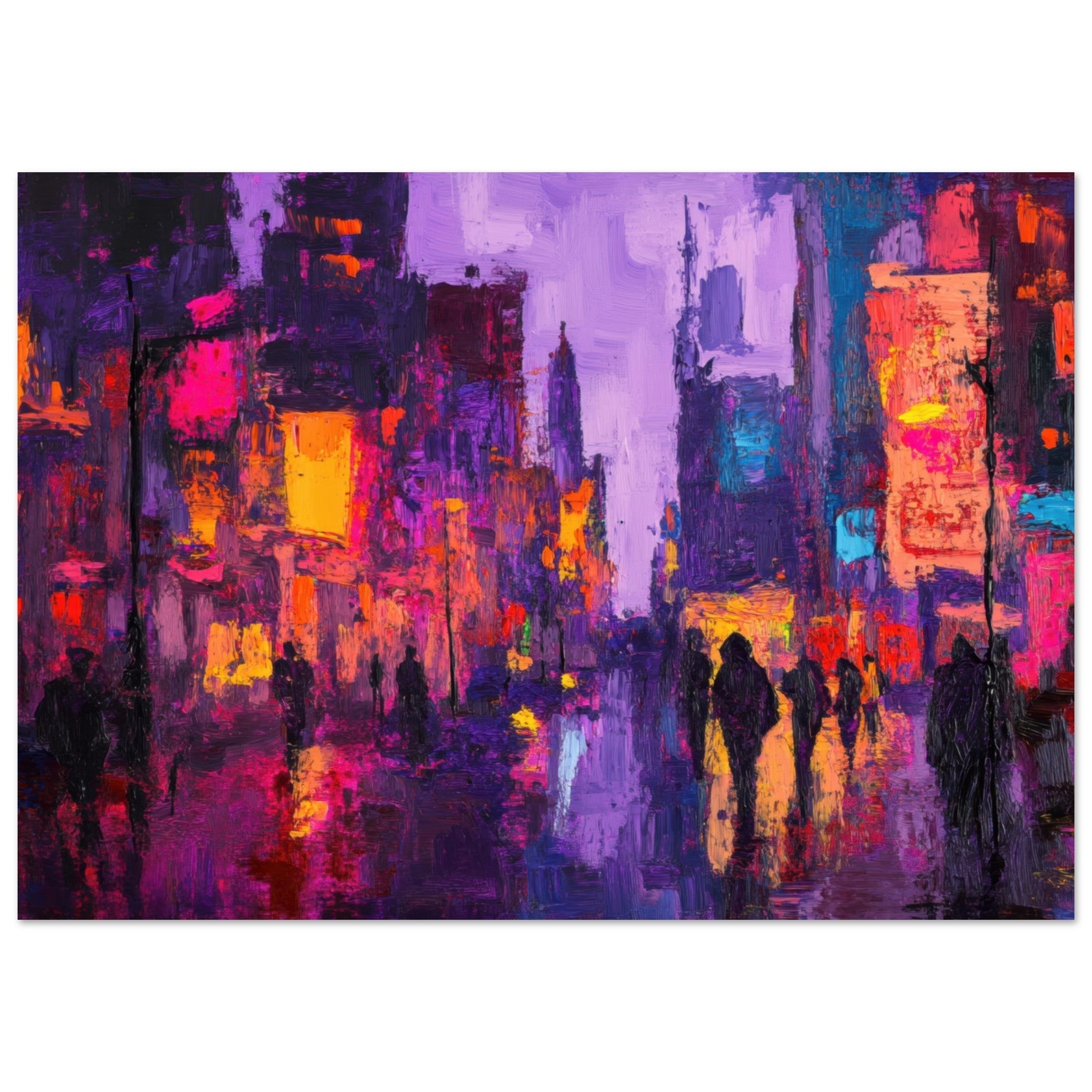 Fine Art Poster Landscape - A cityscape bathed in the dim glow of streetligh 3 - Shop Ai Art WebShop - Digital Art online Store