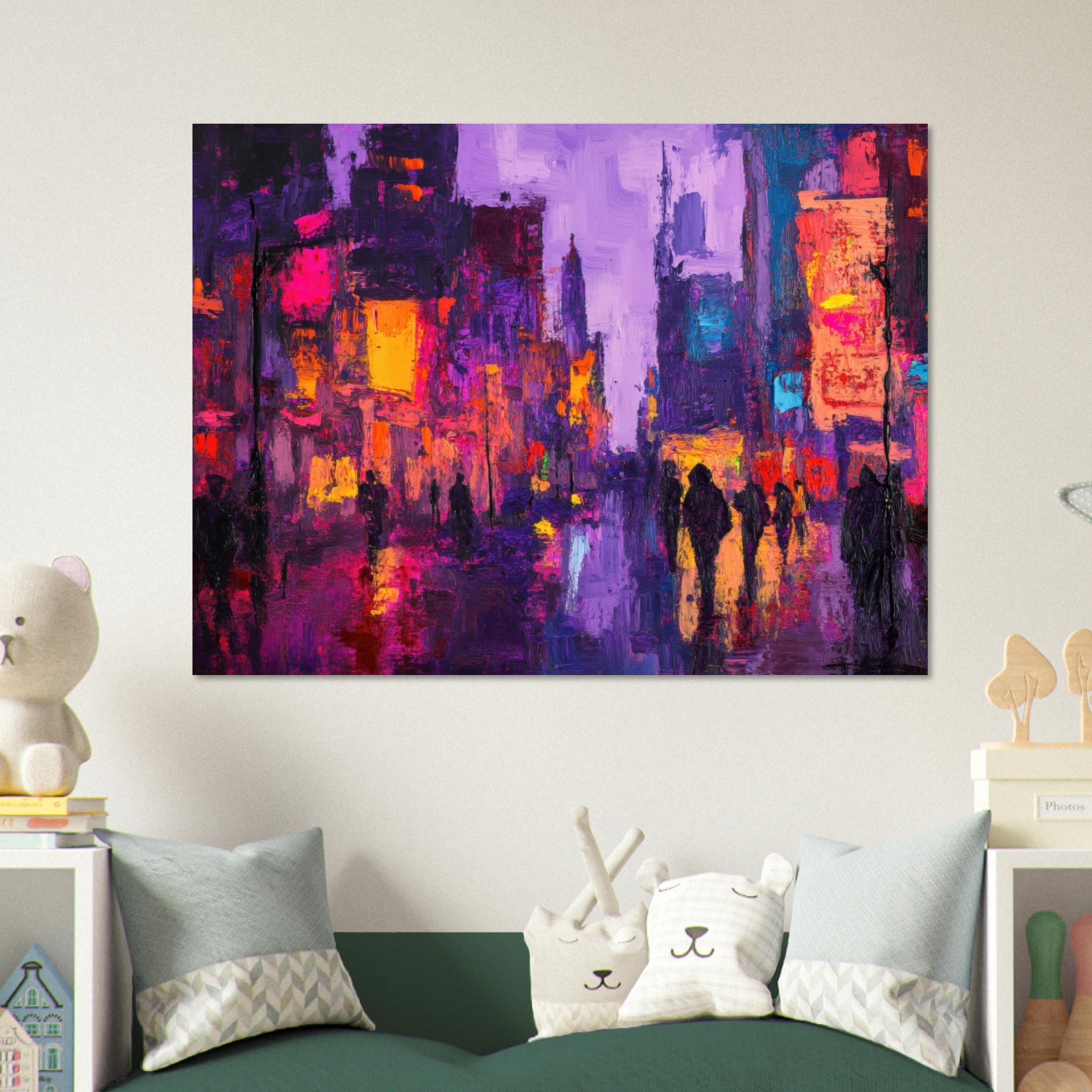 Fine Art Poster Landscape - A cityscape bathed in the dim glow of streetligh 3 - Shop Ai Art WebShop - Digital Art online Store