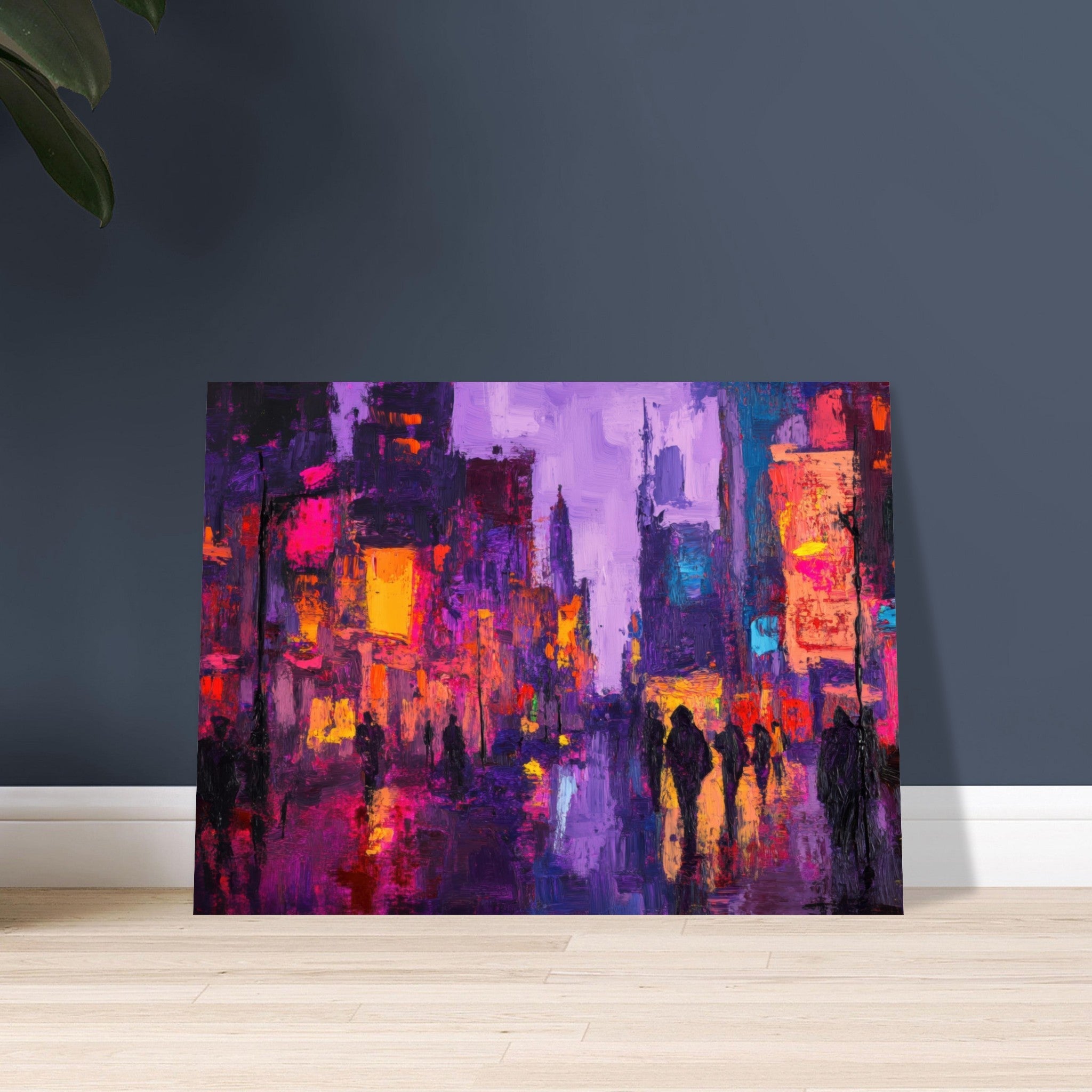 Fine Art Poster Landscape - A cityscape bathed in the dim glow of streetligh 3 - Shop Ai Art WebShop - Digital Art online Store