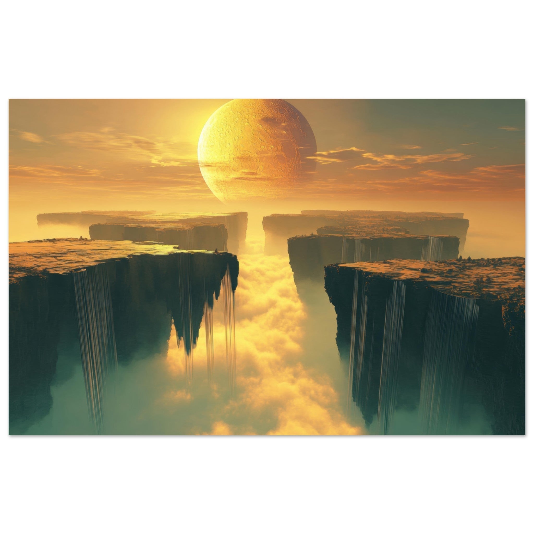 Fine Art Poster Landscape - A vast dreamscape with levitating islands a mass 3 - Shop Ai Art WebShop - Digital Art online Store