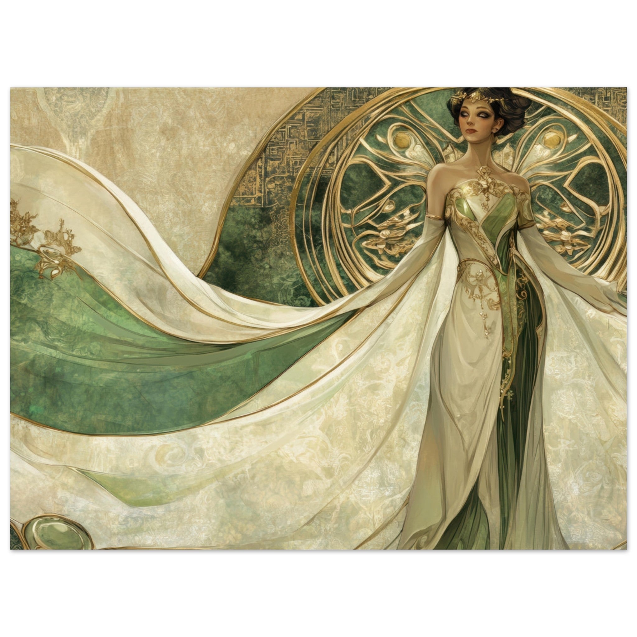 Fine Art Poster Landscape - Alien Royalty in Art Nouveau Elegance A portrait 4 - Shop Ai Art WebShop - Digital Art online Store