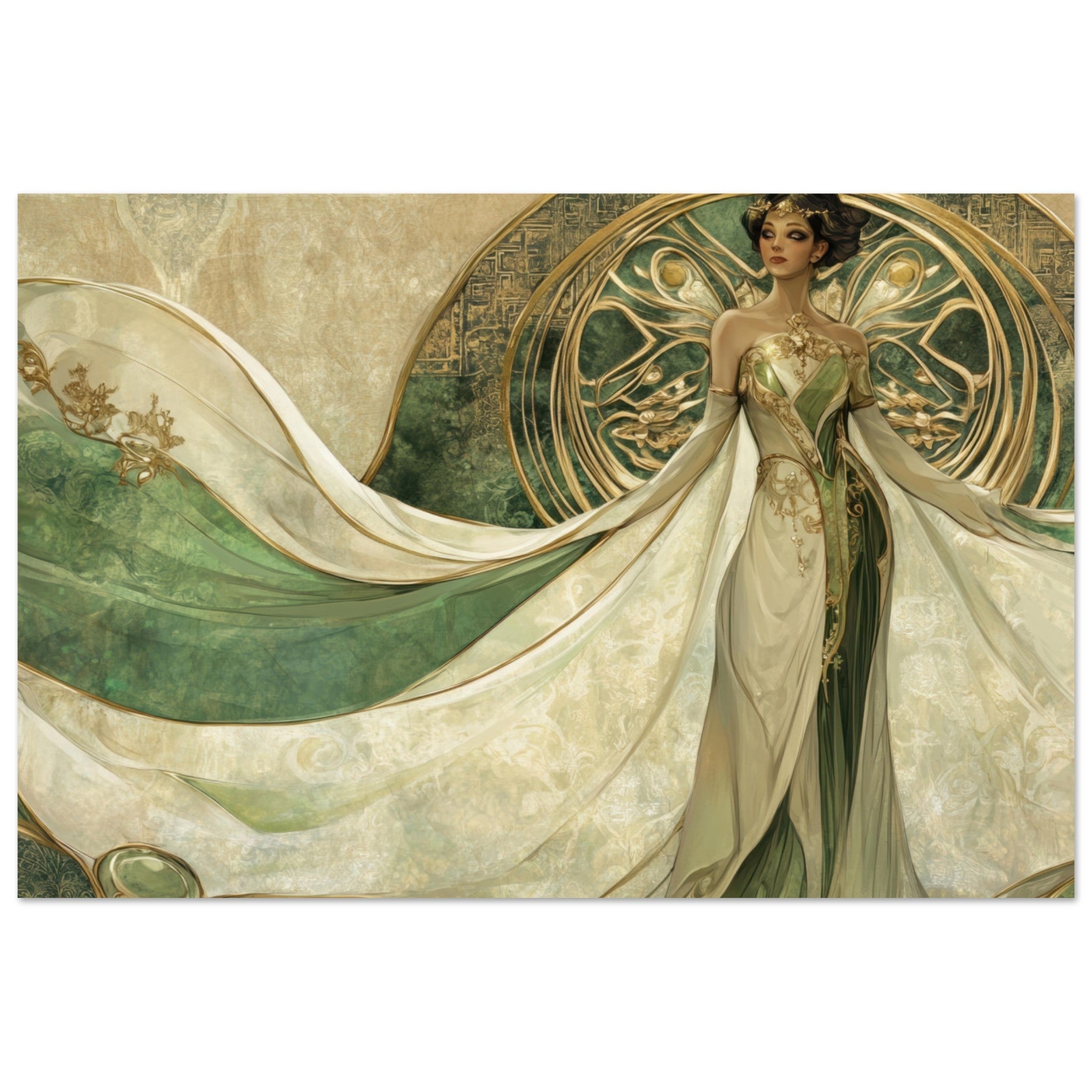 Fine Art Poster Landscape - Alien Royalty in Art Nouveau Elegance A portrait 4 - Shop Ai Art WebShop - Digital Art online Store