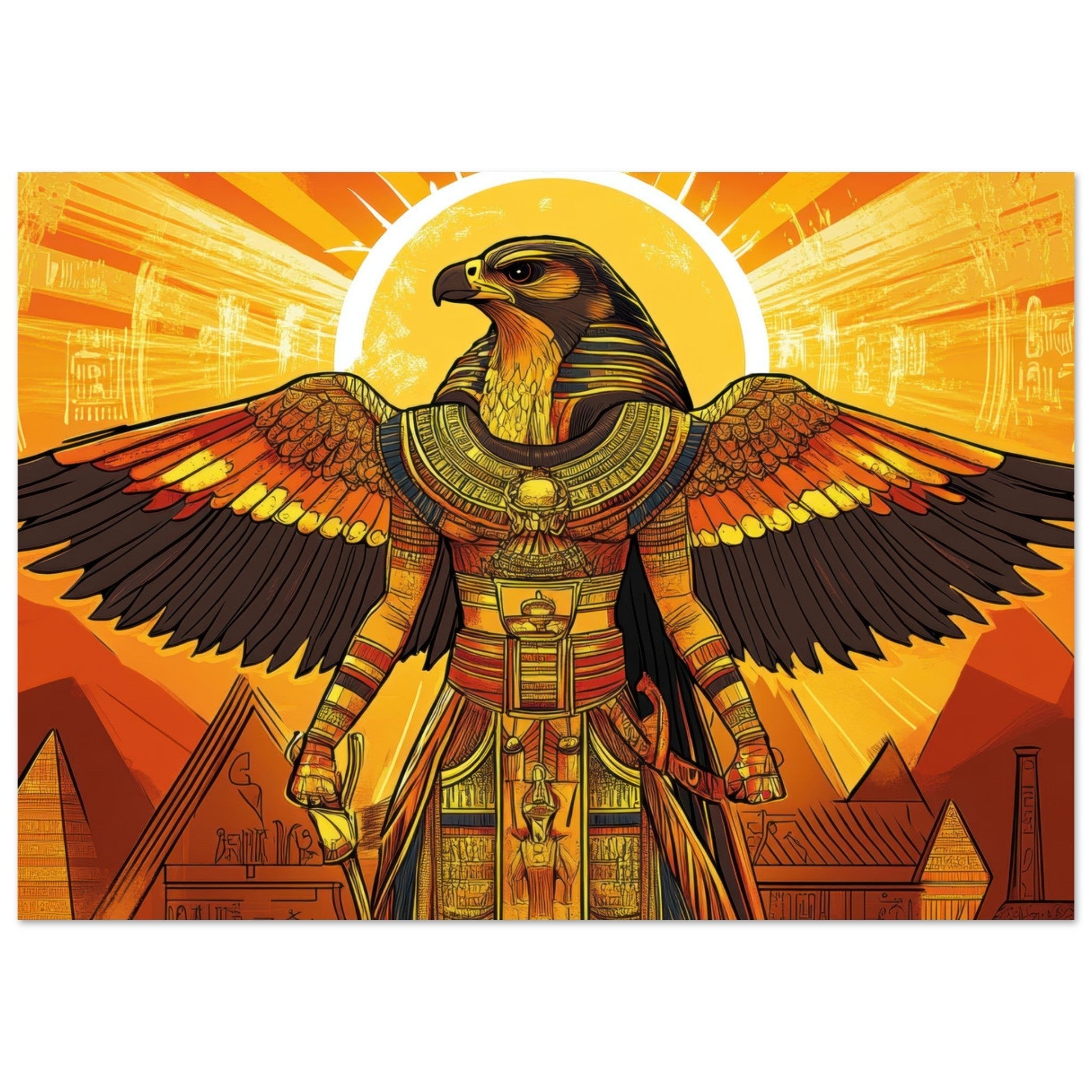 Fine Art Poster Landscape - Ancient Egyptian Falcon God Horus A majestic far 7 - Shop Ai Art WebShop - Digital Art online Store