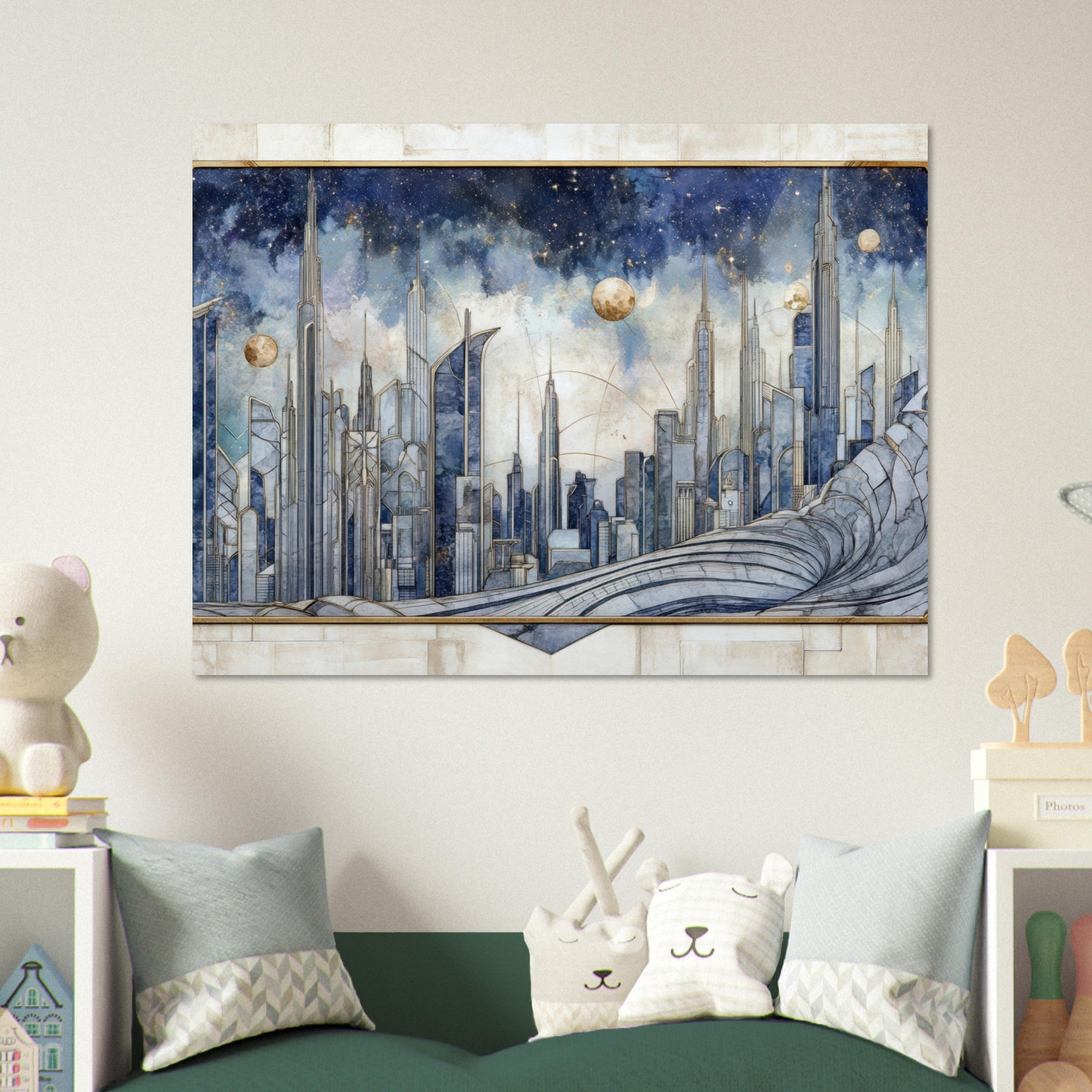 Fine Art Poster Landscape - Architects of the Stars A stylized depiction - Shop Ai Art WebShop - Digital Art online Store