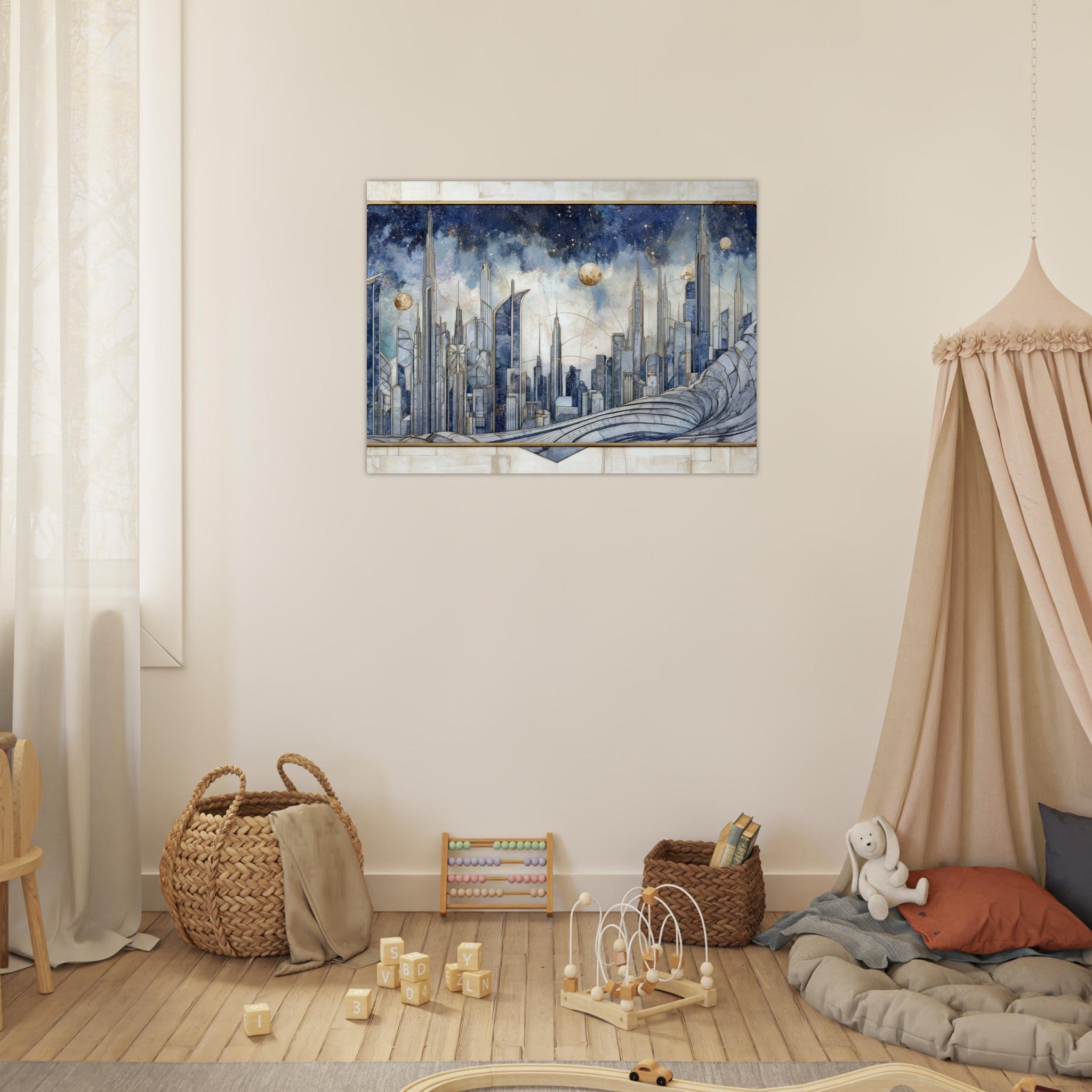 Fine Art Poster Landscape - Architects of the Stars A stylized depiction - Shop Ai Art WebShop - Digital Art online Store