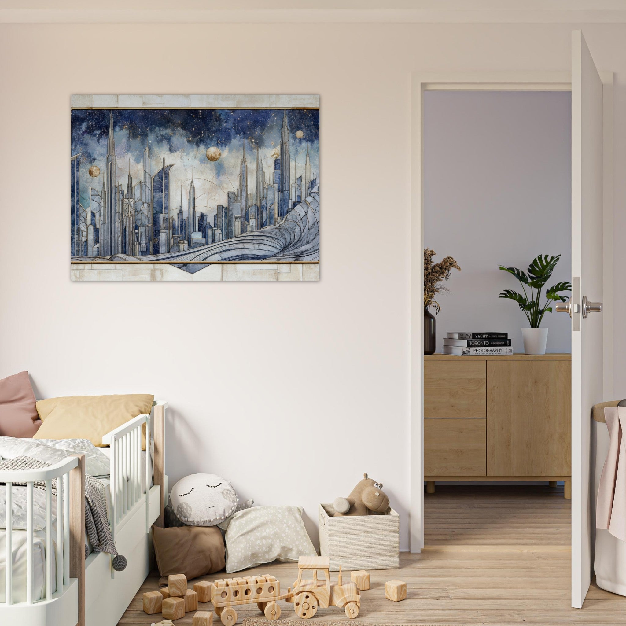 Fine Art Poster Landscape - Architects of the Stars A stylized depiction - Shop Ai Art WebShop - Digital Art online Store