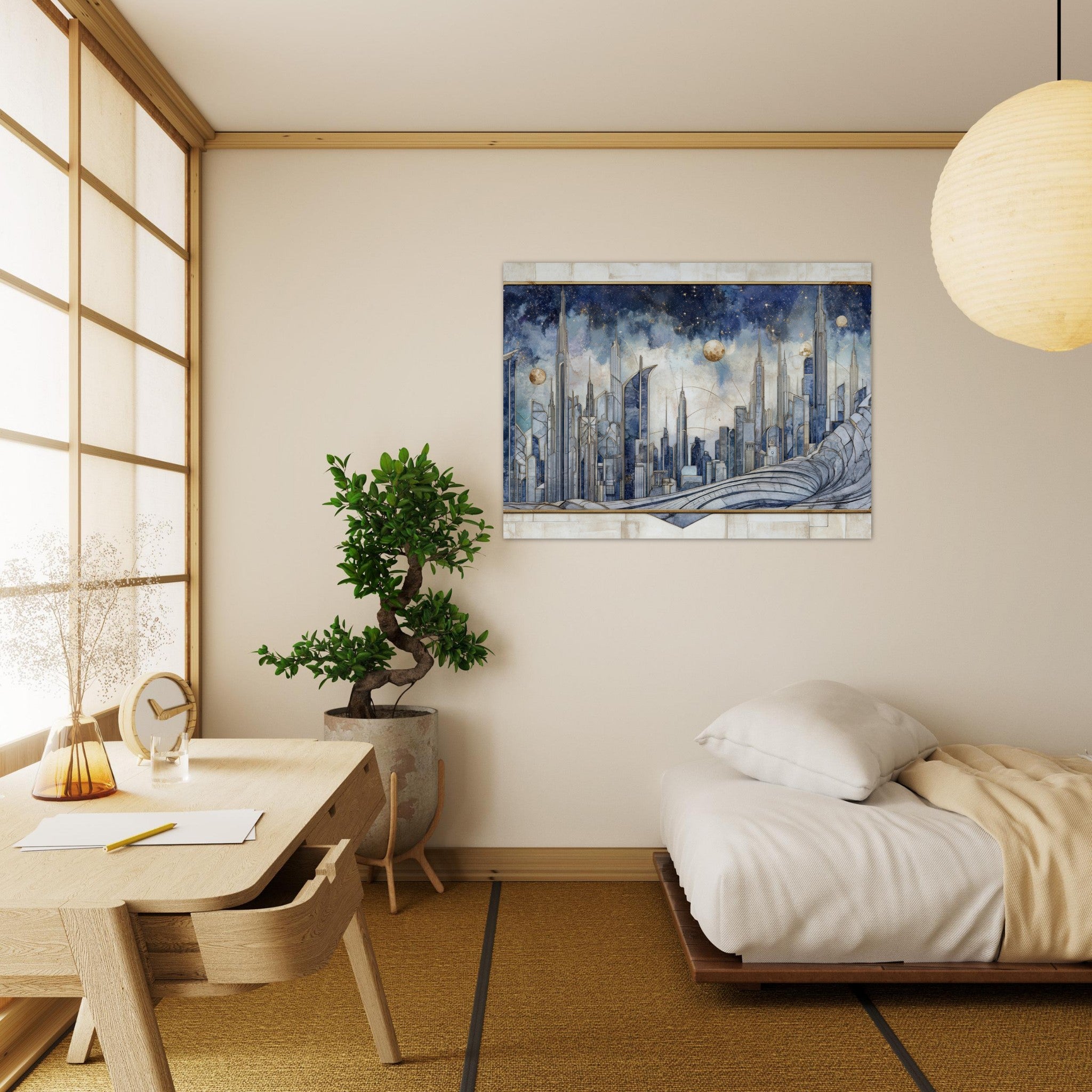 Fine Art Poster Landscape - Architects of the Stars A stylized depiction - Shop Ai Art WebShop - Digital Art online Store