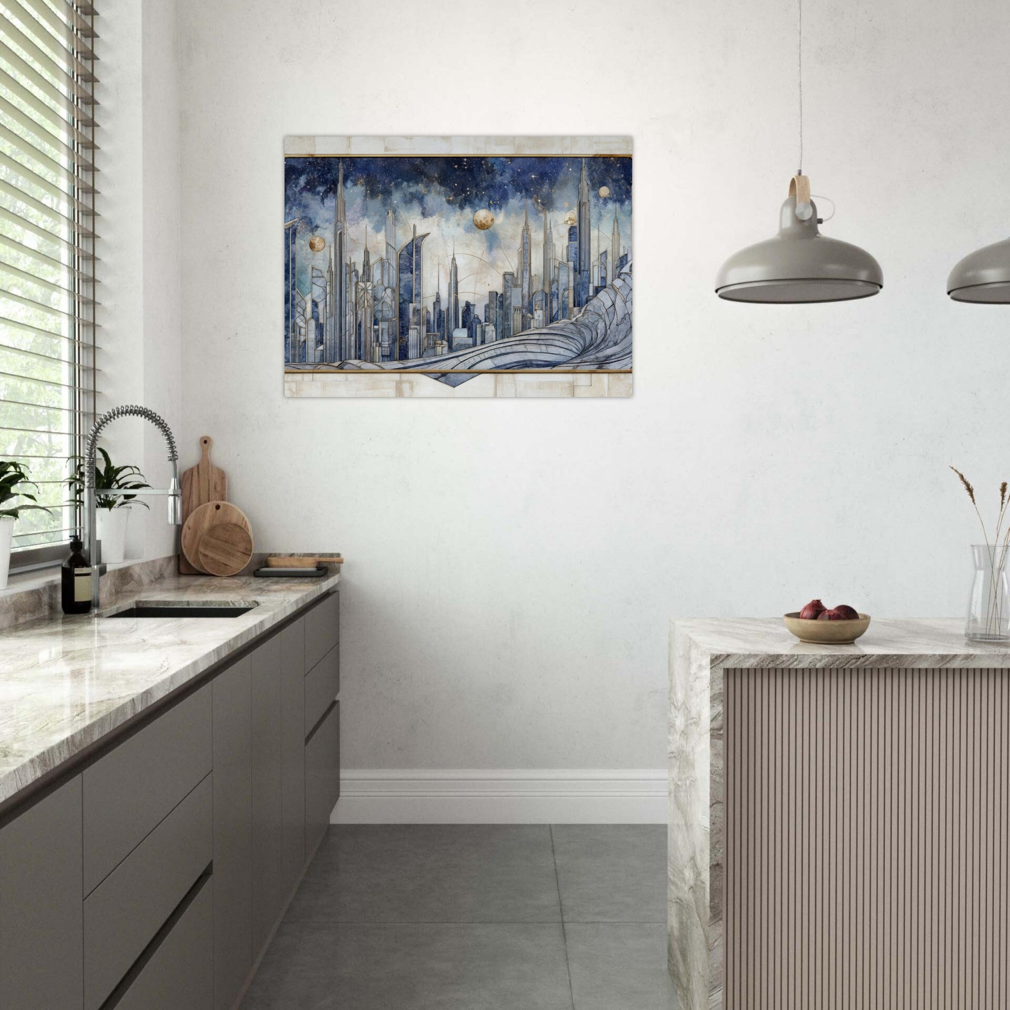 Fine Art Poster Landscape - Architects of the Stars A stylized depiction - Shop Ai Art WebShop - Digital Art online Store