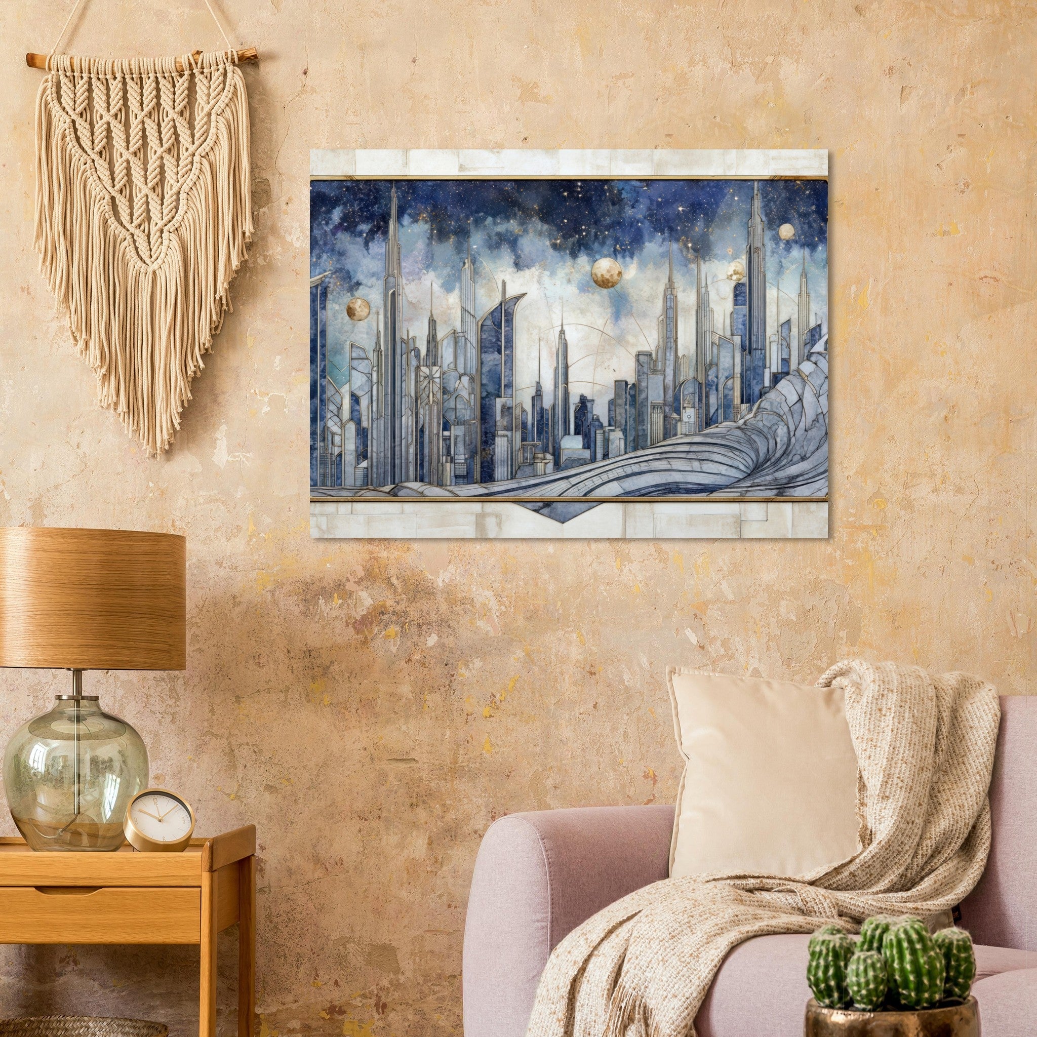Fine Art Poster Landscape - Architects of the Stars A stylized depiction - Shop Ai Art WebShop - Digital Art online Store