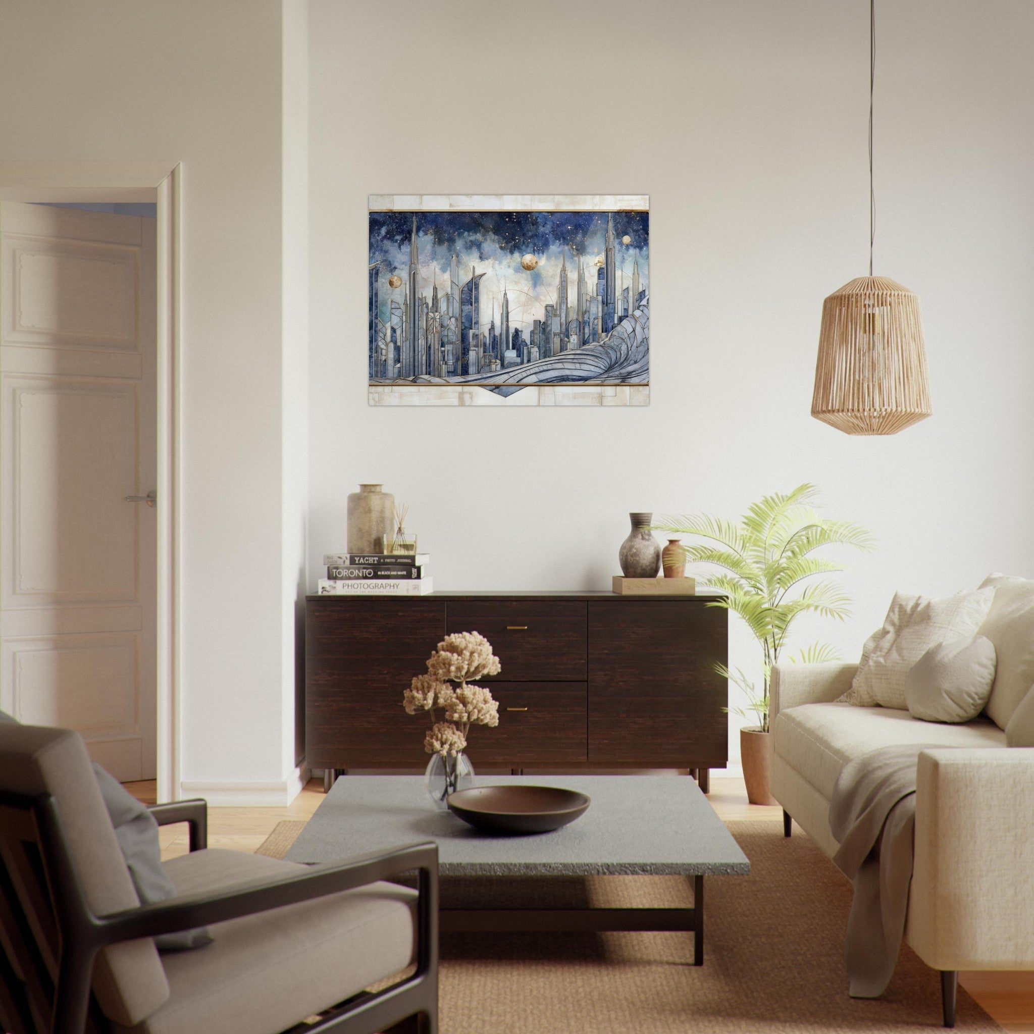 Fine Art Poster Landscape - Architects of the Stars A stylized depiction - Shop Ai Art WebShop - Digital Art online Store