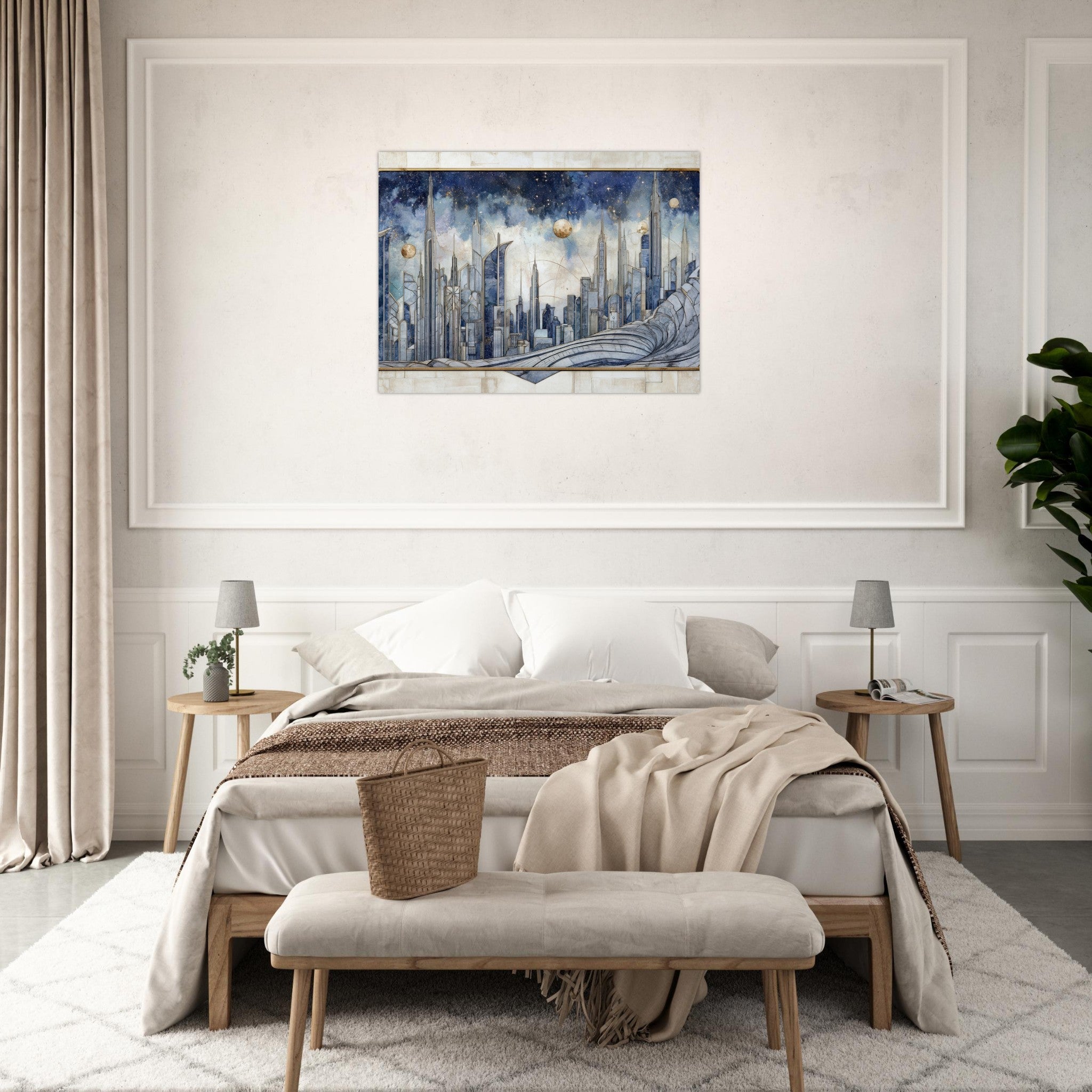 Fine Art Poster Landscape - Architects of the Stars A stylized depiction - Shop Ai Art WebShop - Digital Art online Store
