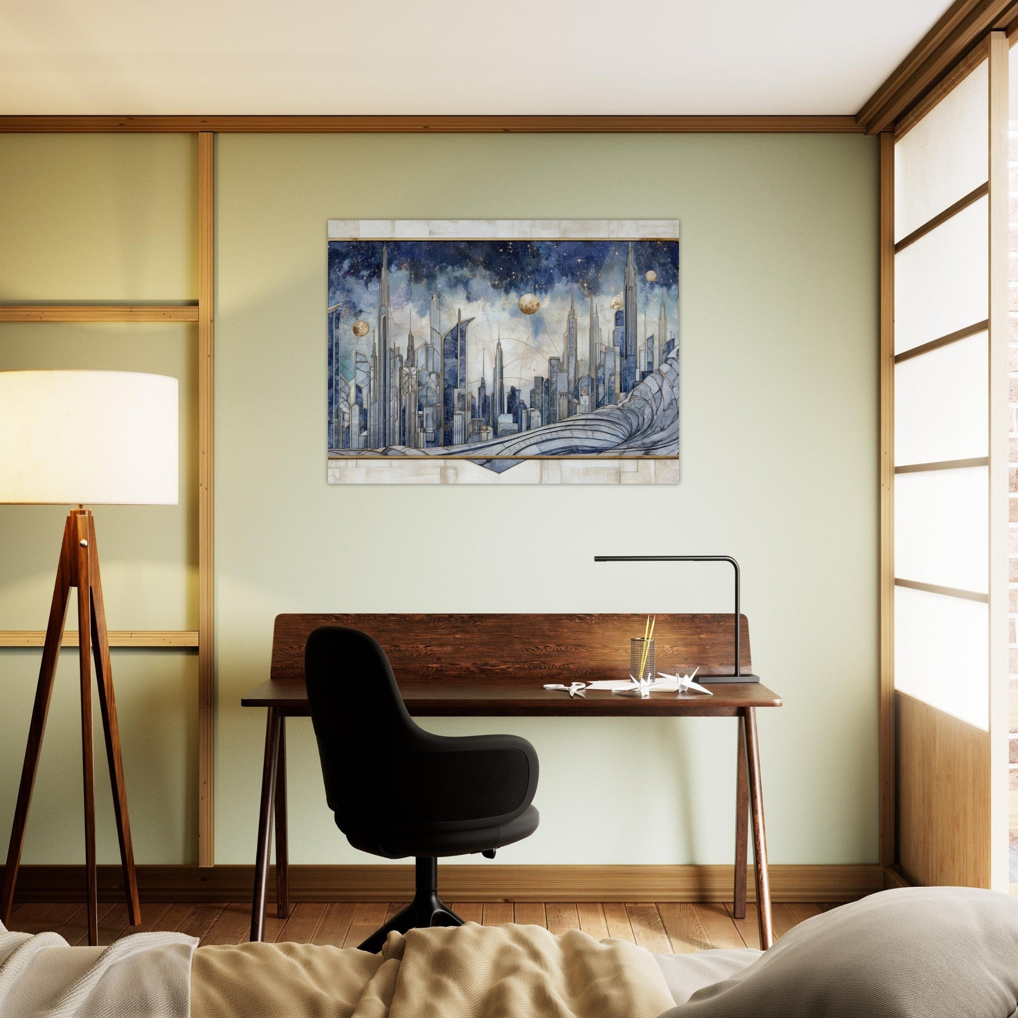 Fine Art Poster Landscape - Architects of the Stars A stylized depiction - Shop Ai Art WebShop - Digital Art online Store