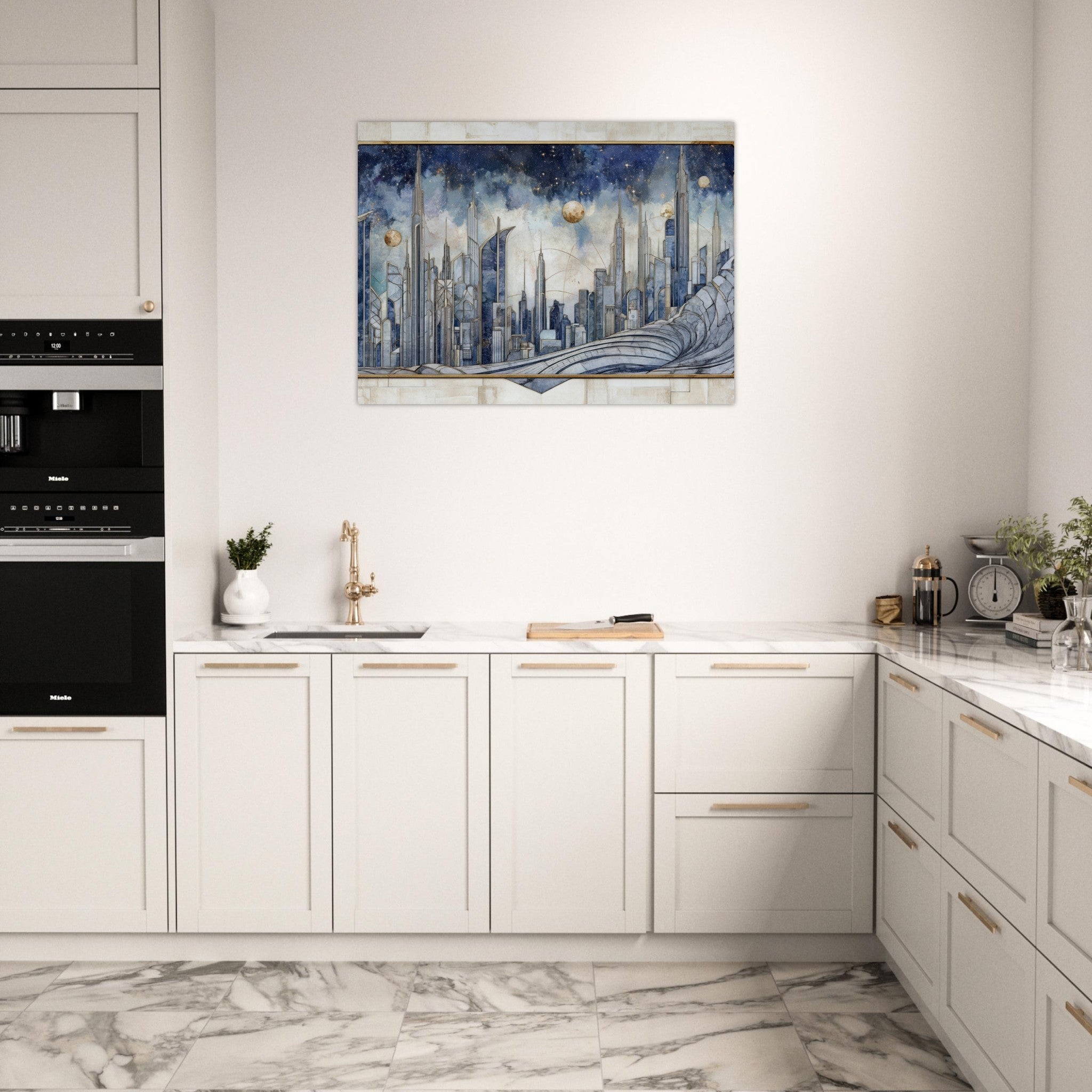 Fine Art Poster Landscape - Architects of the Stars A stylized depiction - Shop Ai Art WebShop - Digital Art online Store