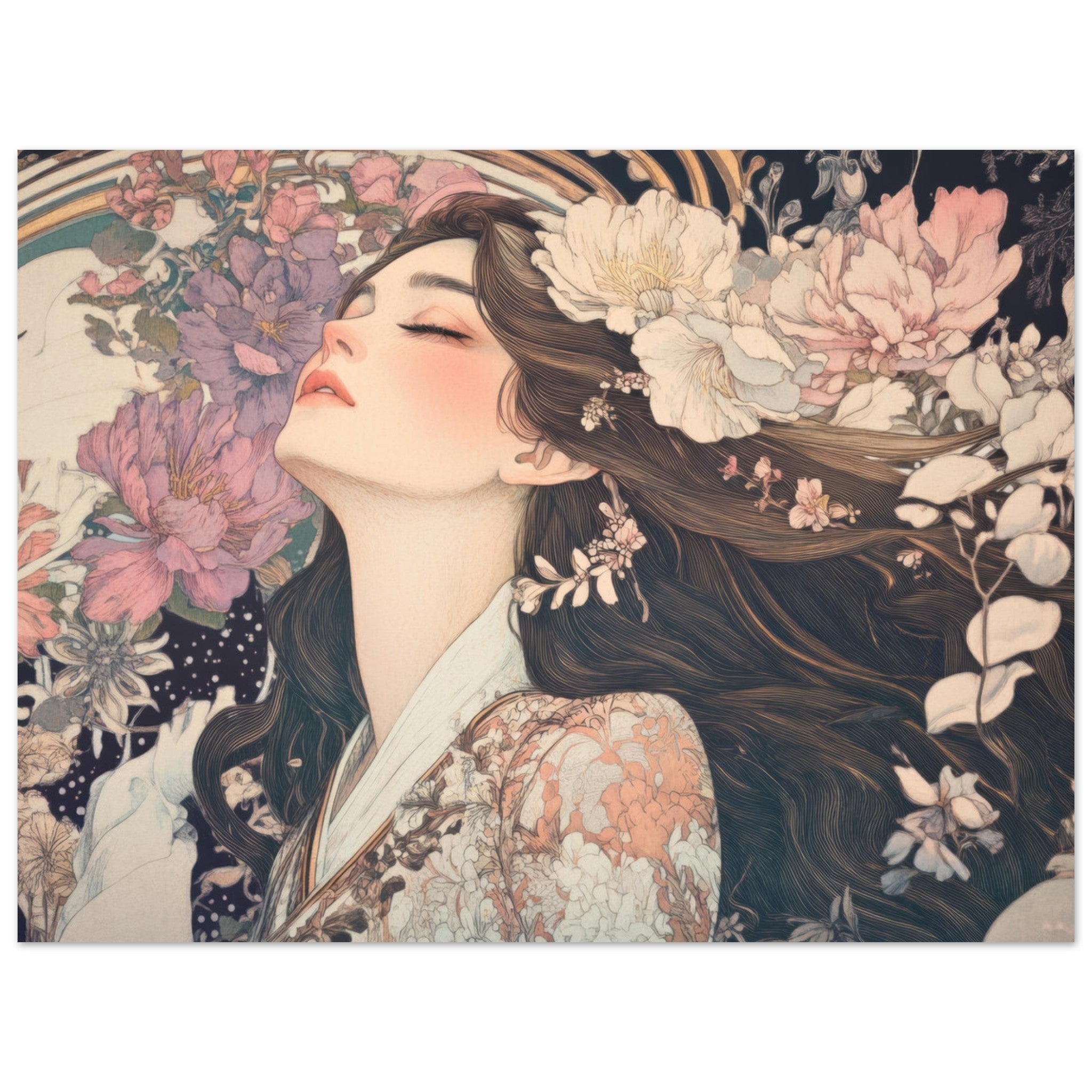 Fine Art Poster Landscape - Art Nouveau Enchanted Garden An Art Nouveau inst 2 - Shop Ai Art WebShop - Digital Art online Store
