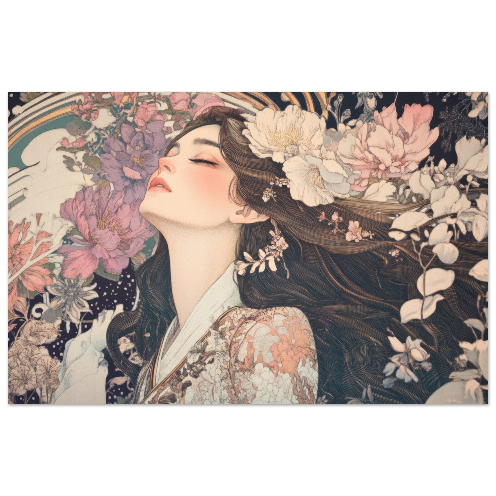 Fine Art Poster Landscape - Art Nouveau Enchanted Garden An Art Nouveau inst 2 - Shop Ai Art WebShop - Digital Art online Store