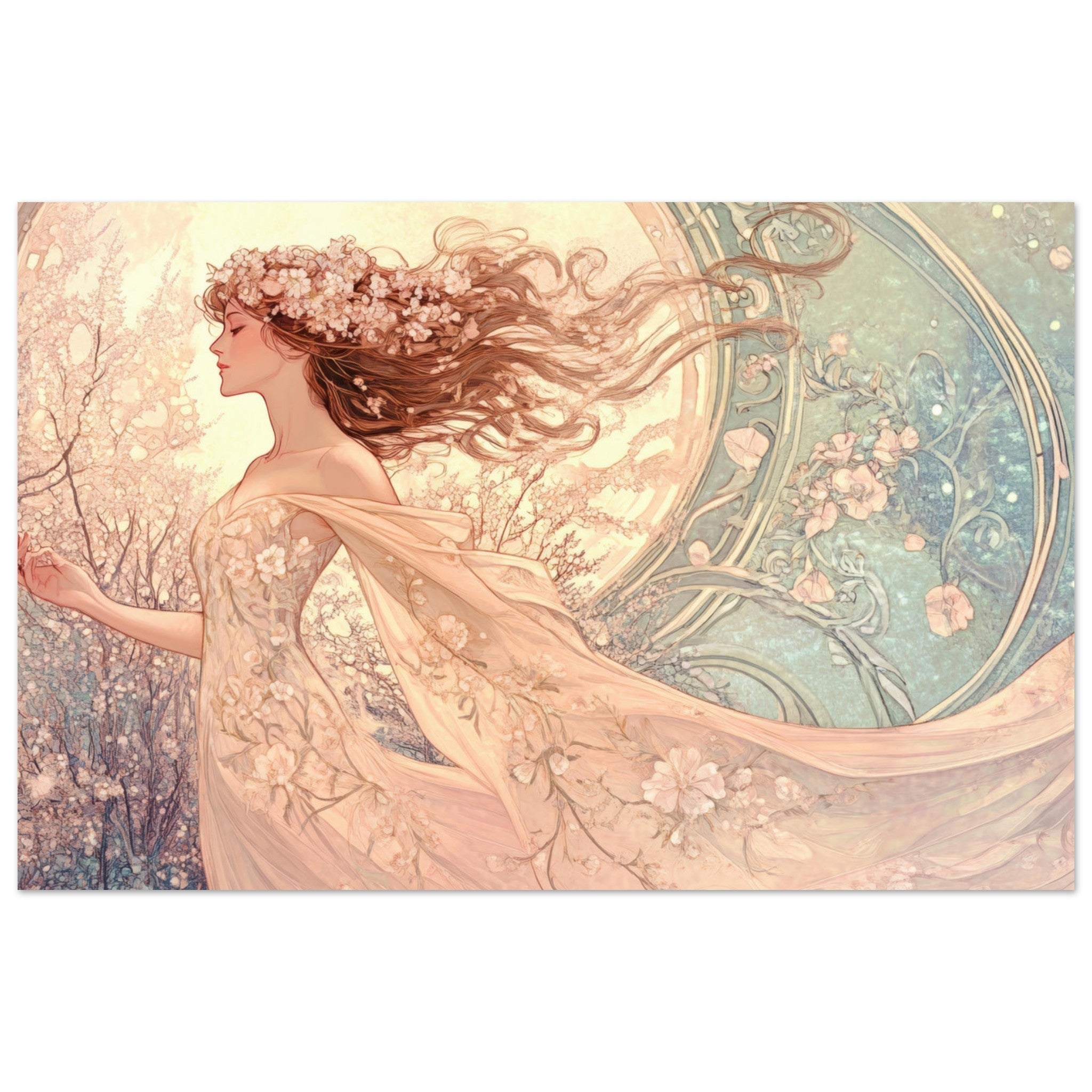 Fine Art Poster Landscape - Art Nouveau Enchanted Garden An Art Nouveau inst 6 - Shop Ai Art WebShop - Digital Art online Store