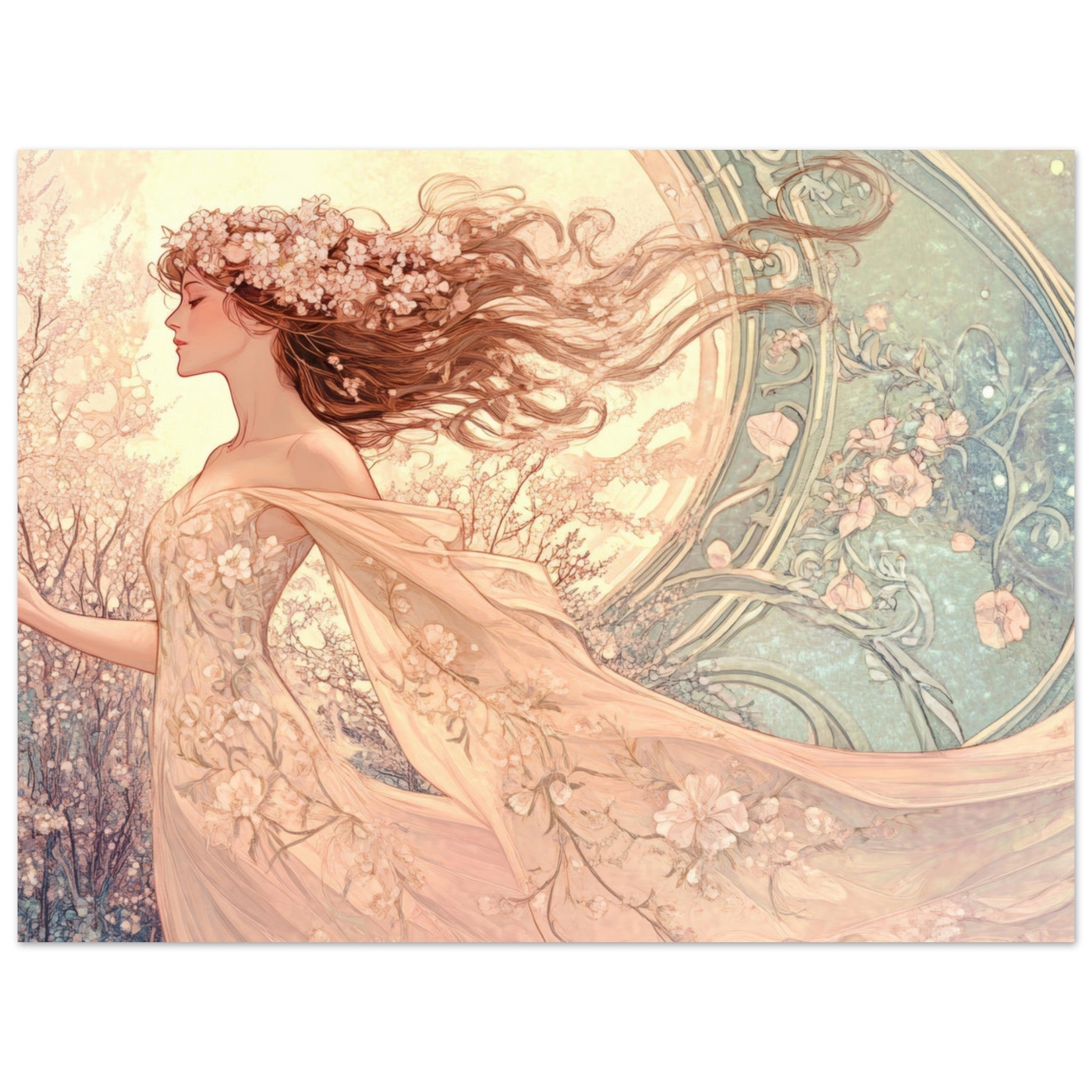 Fine Art Poster Landscape - Art Nouveau Enchanted Garden An Art Nouveau inst 6 - Shop Ai Art WebShop - Digital Art online Store