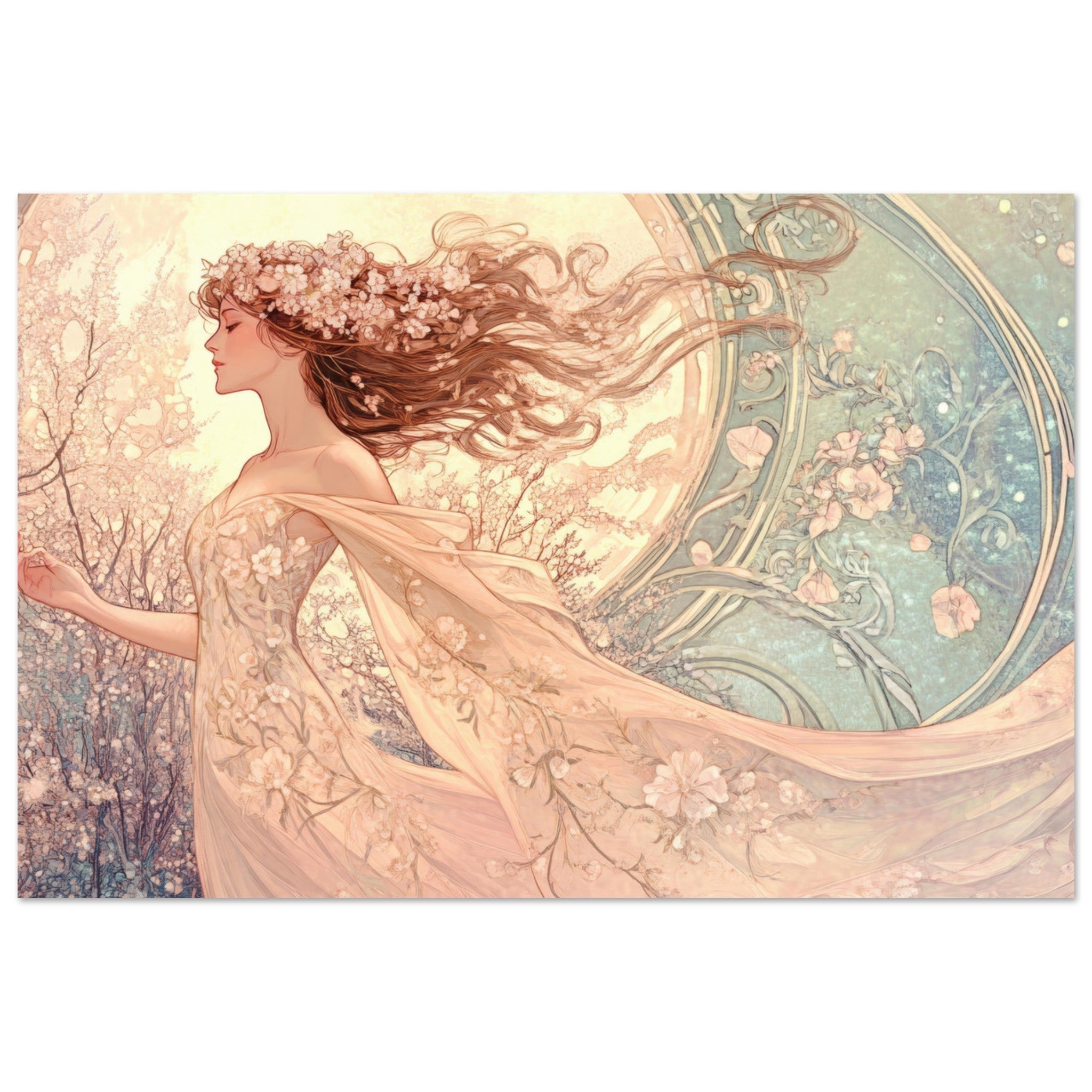 Fine Art Poster Landscape - Art Nouveau Enchanted Garden An Art Nouveau inst 6 - Shop Ai Art WebShop - Digital Art online Store
