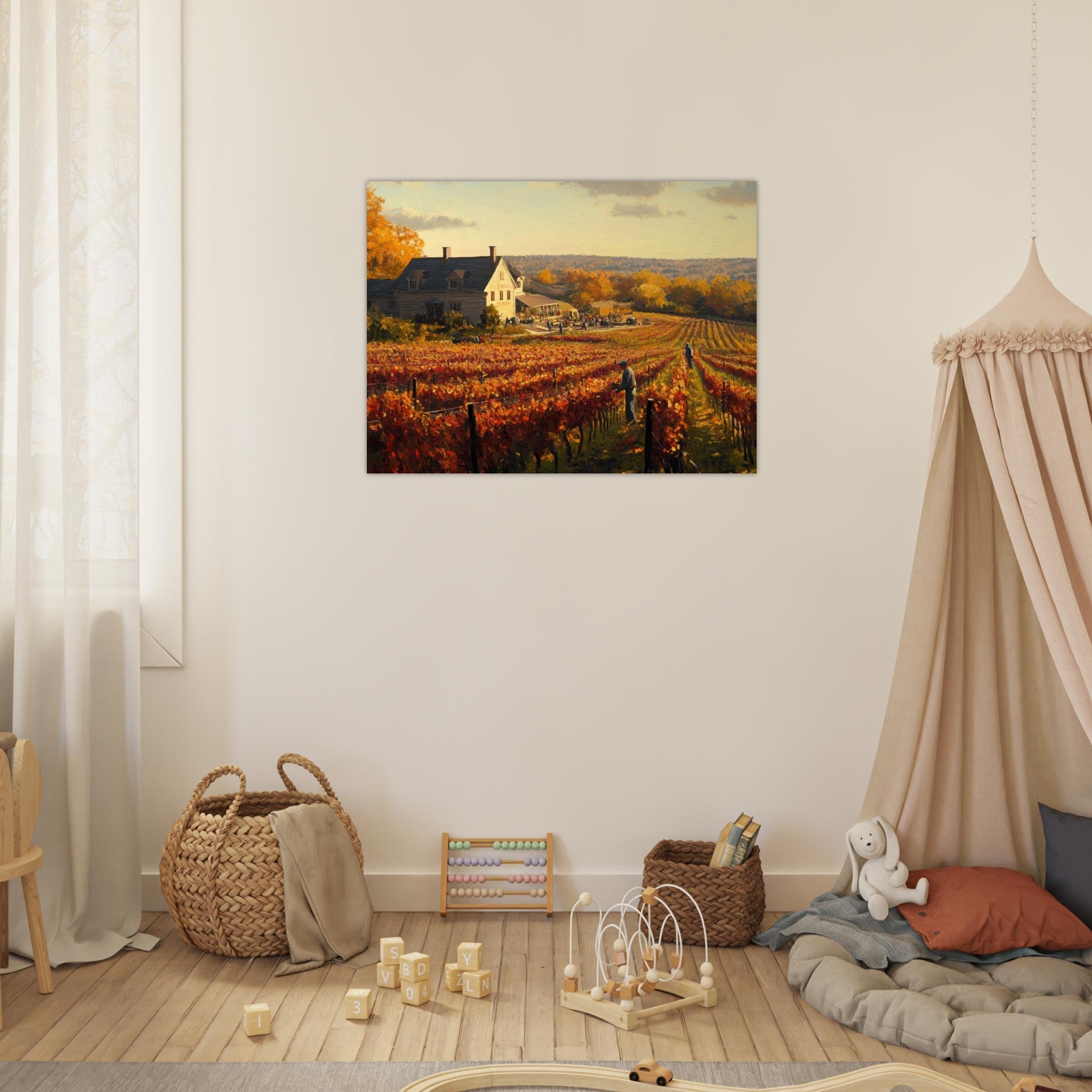 Fine Art Poster Landscape - Autumn Vineyard Harvest A picturesque vineyards 3 - Shop Ai Art WebShop - Digital Art online Store