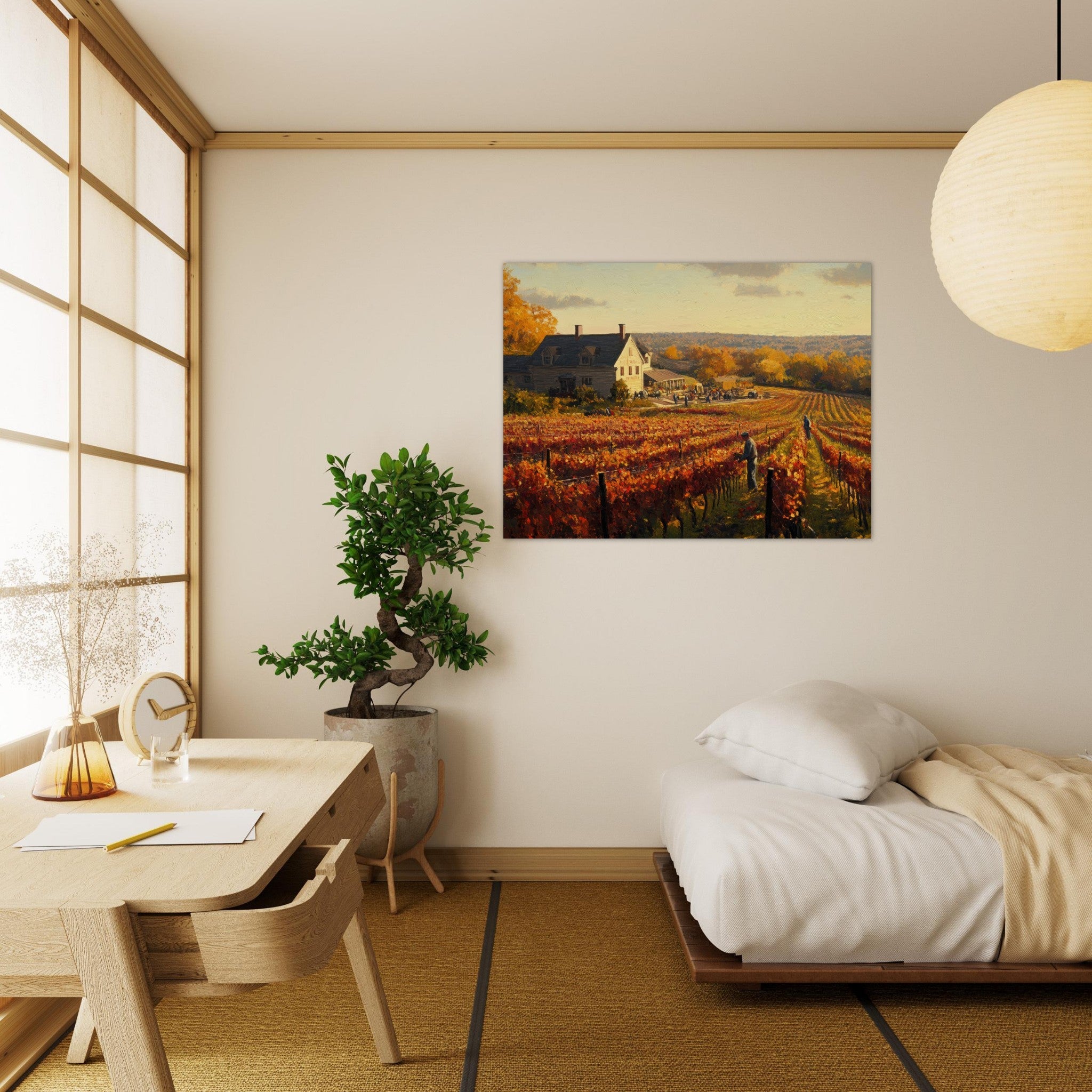 Fine Art Poster Landscape - Autumn Vineyard Harvest A picturesque vineyards 3 - Shop Ai Art WebShop - Digital Art online Store