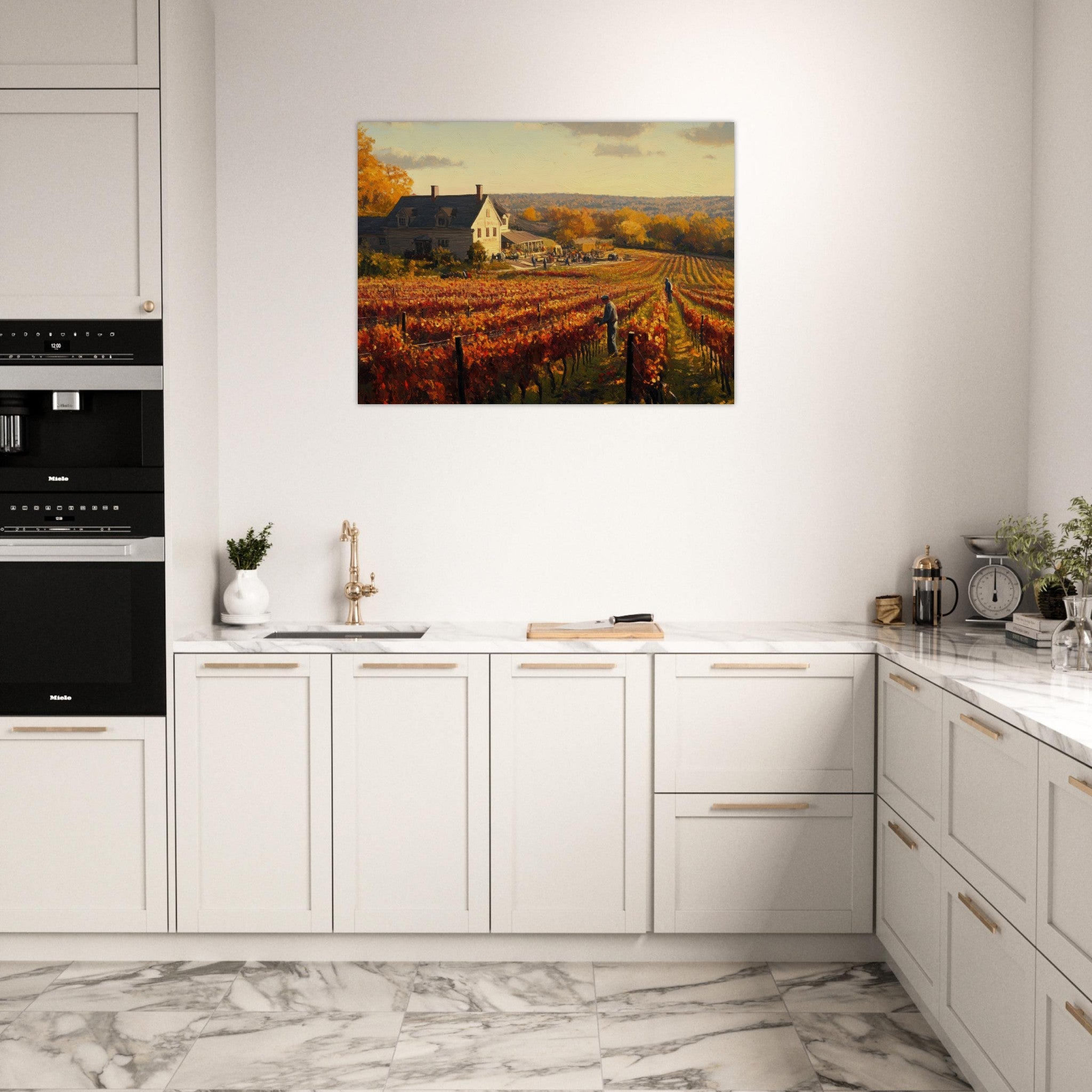 Fine Art Poster Landscape - Autumn Vineyard Harvest A picturesque vineyards 3 - Shop Ai Art WebShop - Digital Art online Store