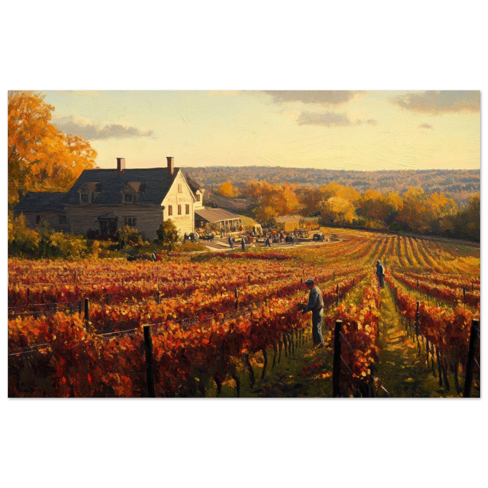 Fine Art Poster Landscape - Autumn Vineyard Harvest A picturesque vineyards 3 - Shop Ai Art WebShop - Digital Art online Store