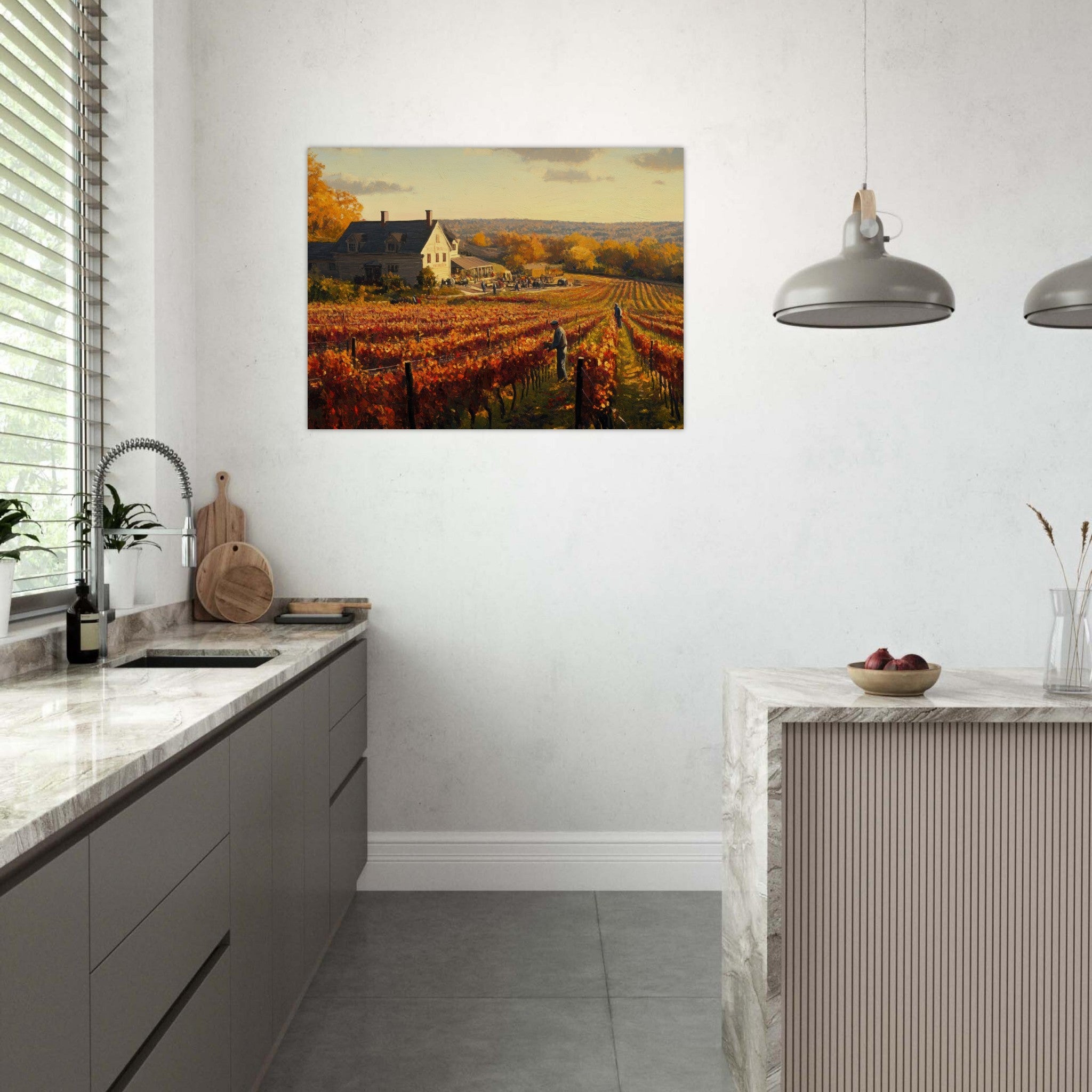 Fine Art Poster Landscape - Autumn Vineyard Harvest A picturesque vineyards 3 - Shop Ai Art WebShop - Digital Art online Store