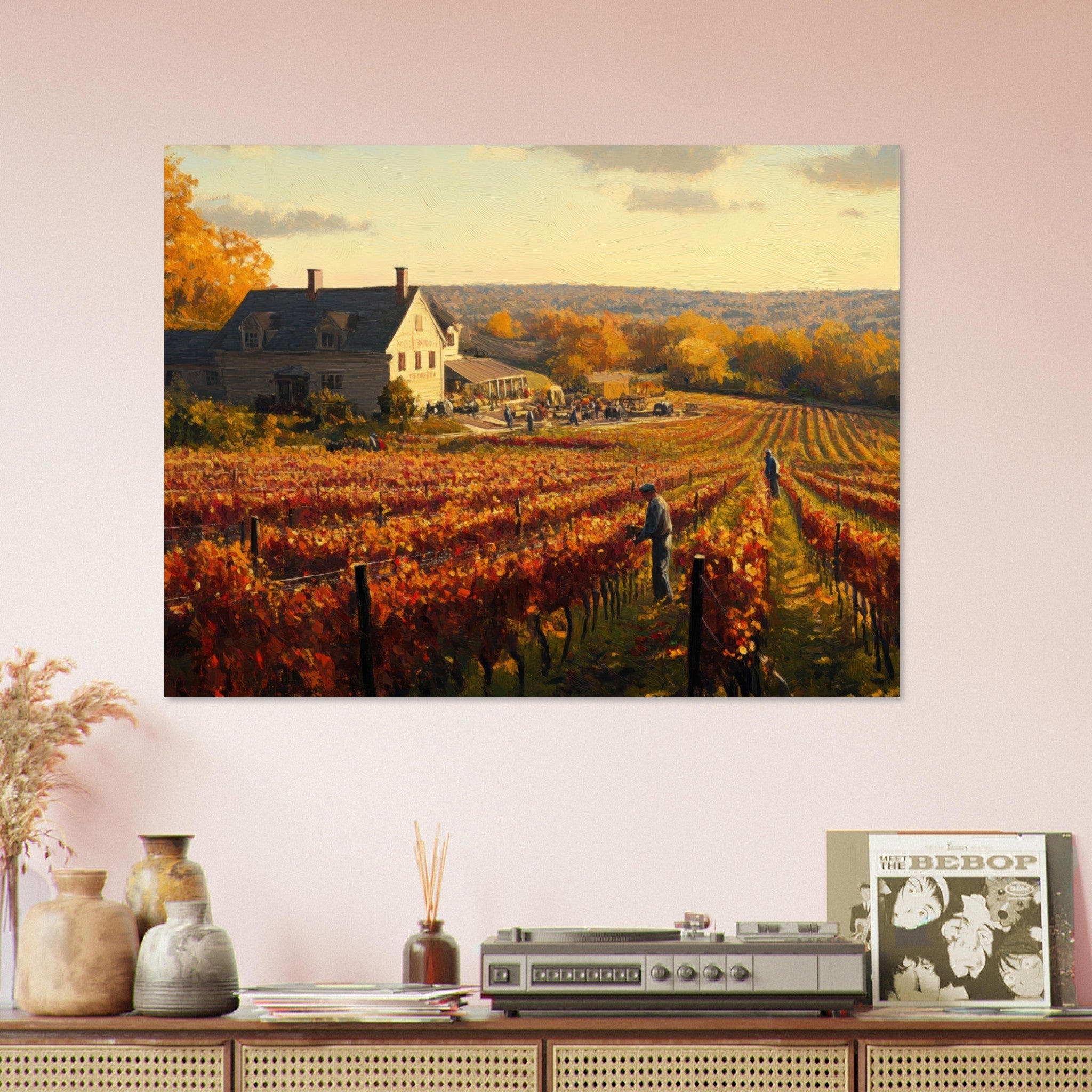 Fine Art Poster Landscape - Autumn Vineyard Harvest A picturesque vineyards 3 - Shop Ai Art WebShop - Digital Art online Store