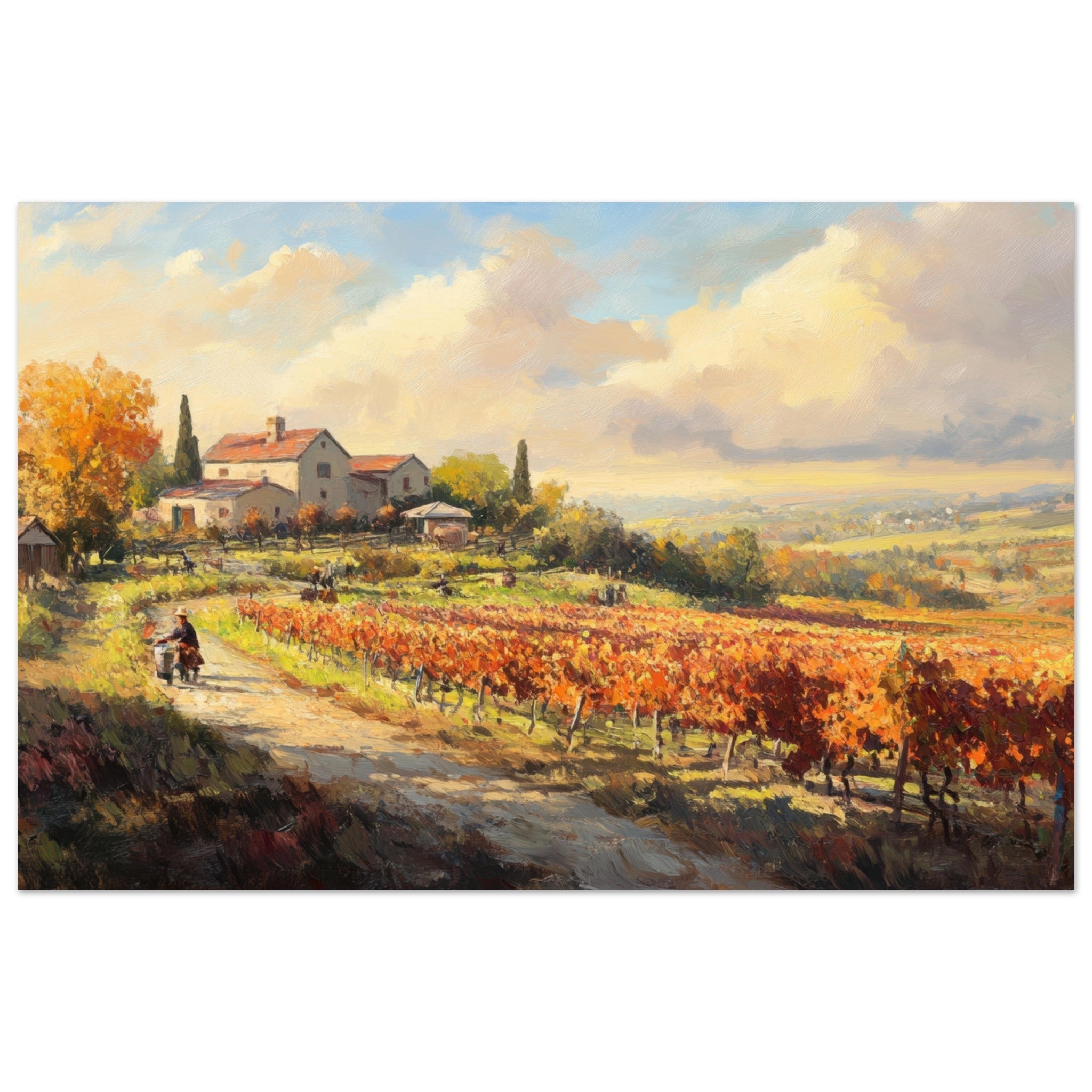 Fine Art Poster Landscape - Autumn Vineyard Harvest A picturesque vineyards 4 - Shop Ai Art WebShop - Digital Art online Store