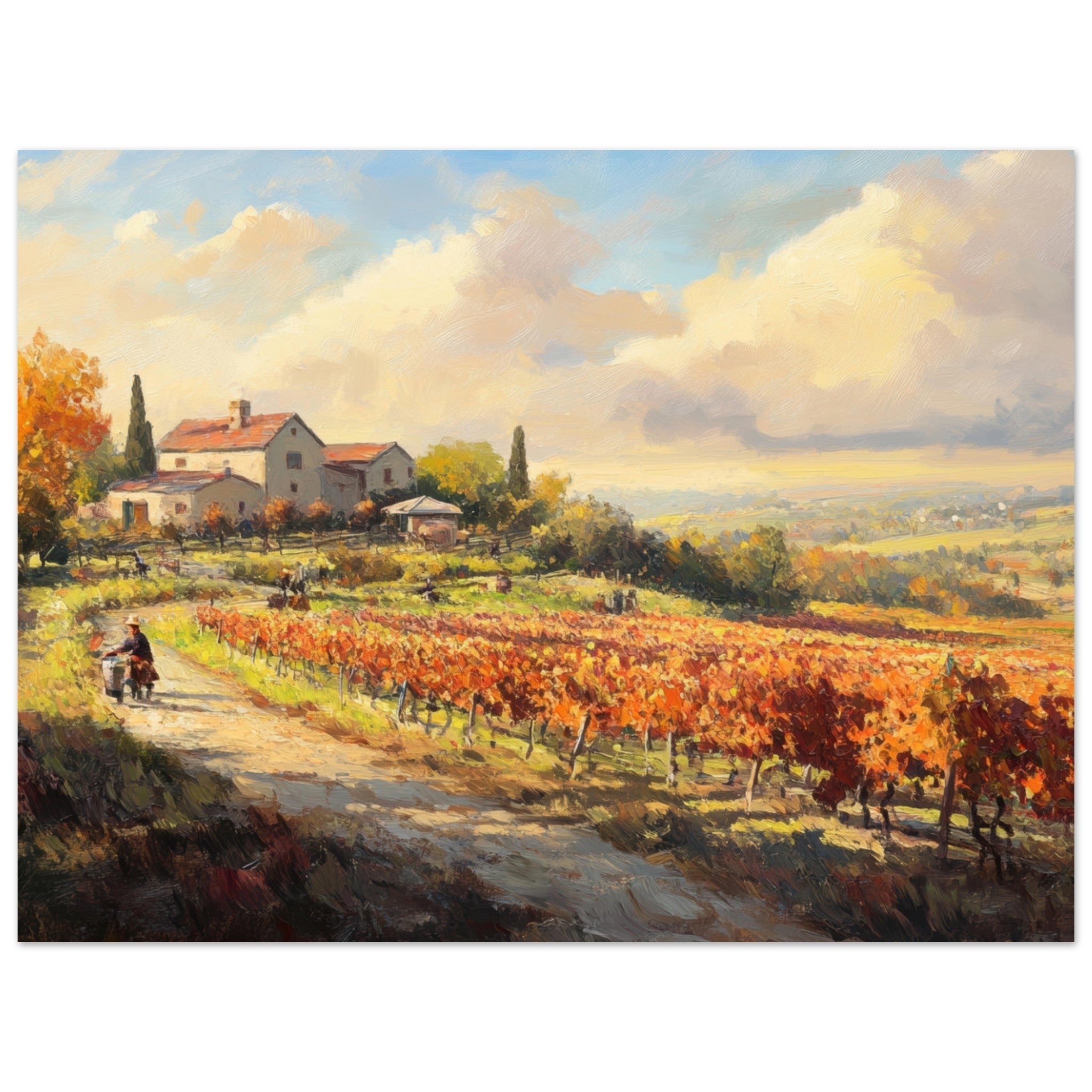 Fine Art Poster Landscape - Autumn Vineyard Harvest A picturesque vineyards 4 - Shop Ai Art WebShop - Digital Art online Store