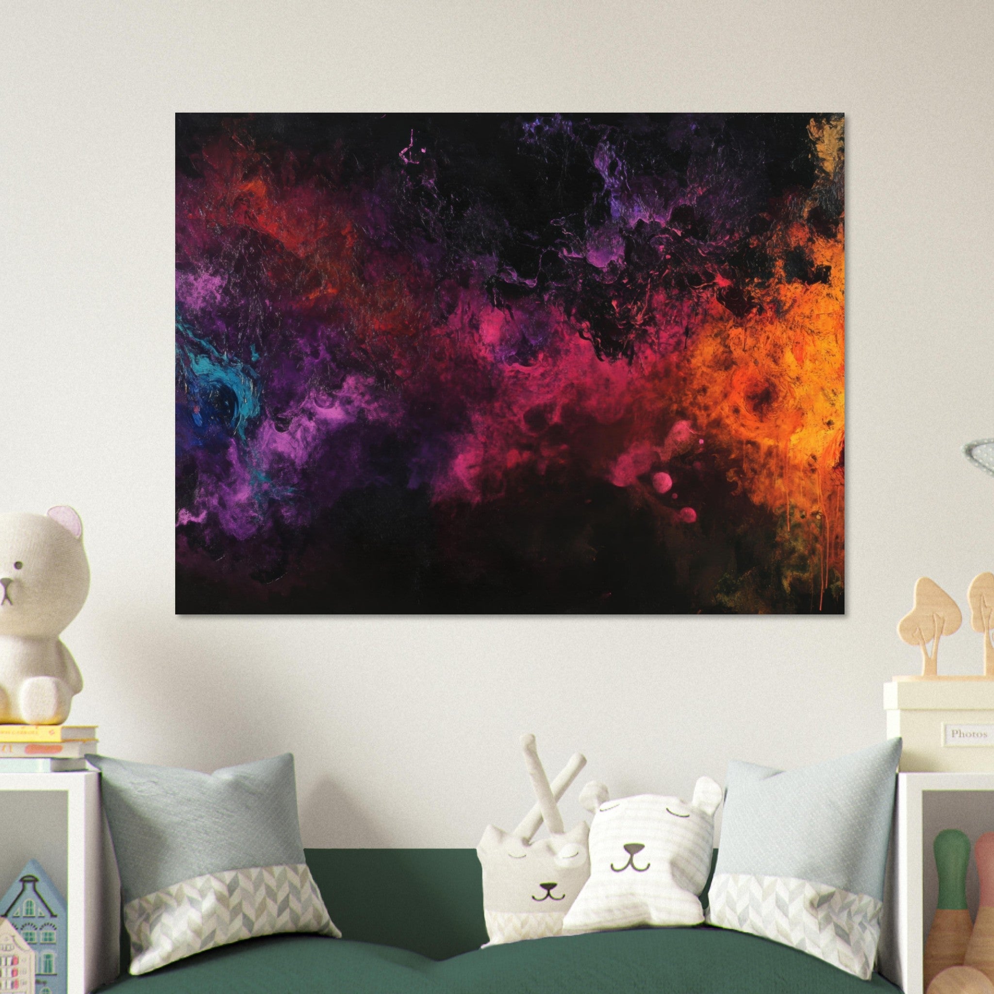 Fine Art Poster Landscape - Chromatic Abyss A dark infinite void punctured 2 - Shop Ai Art WebShop - Digital Art online Store