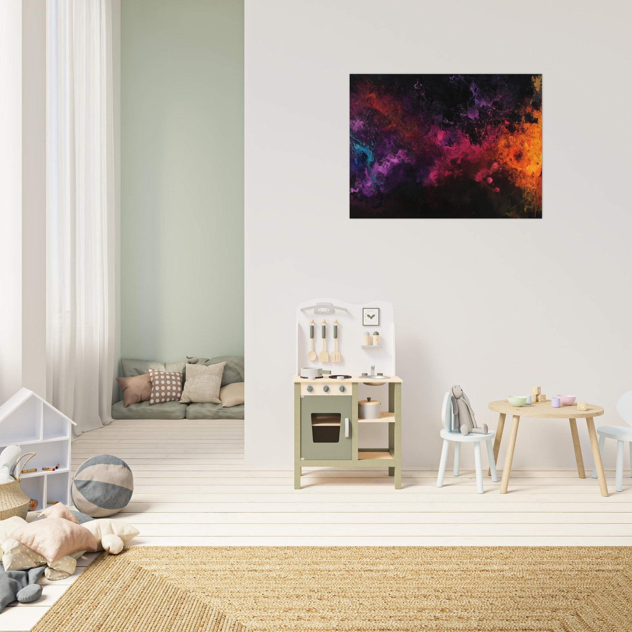 Fine Art Poster Landscape - Chromatic Abyss A dark infinite void punctured 2 - Shop Ai Art WebShop - Digital Art online Store