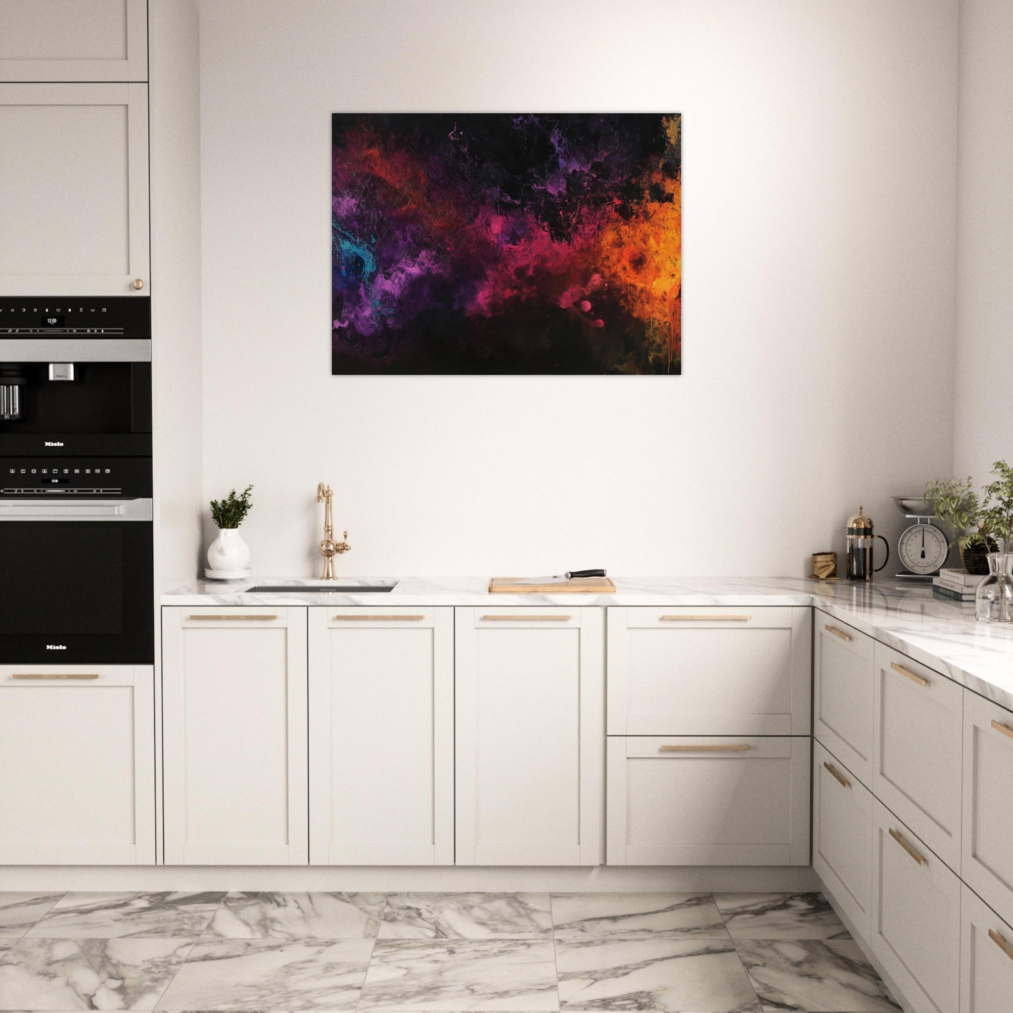 Fine Art Poster Landscape - Chromatic Abyss A dark infinite void punctured 2 - Shop Ai Art WebShop - Digital Art online Store