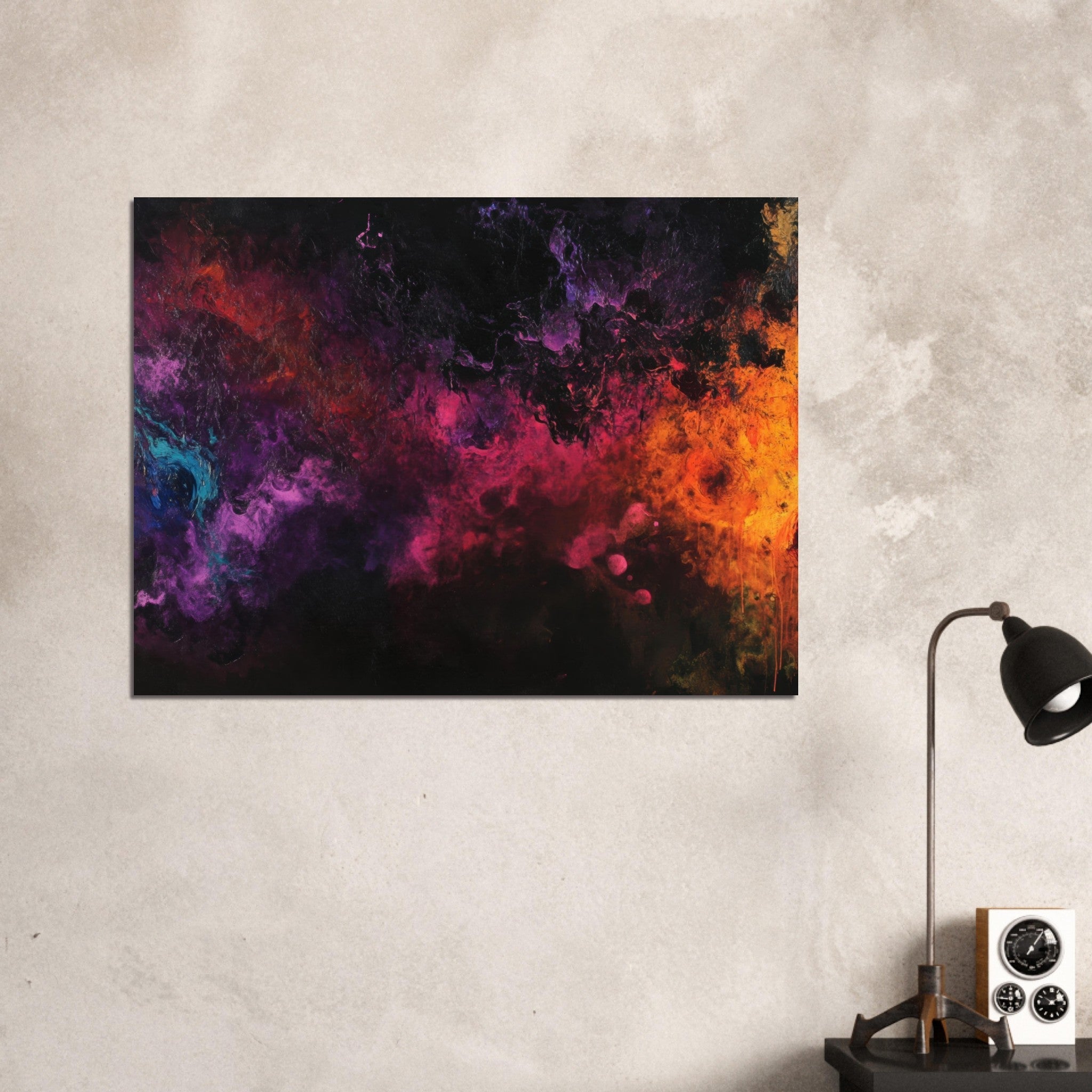 Fine Art Poster Landscape - Chromatic Abyss A dark infinite void punctured 2 - Shop Ai Art WebShop - Digital Art online Store