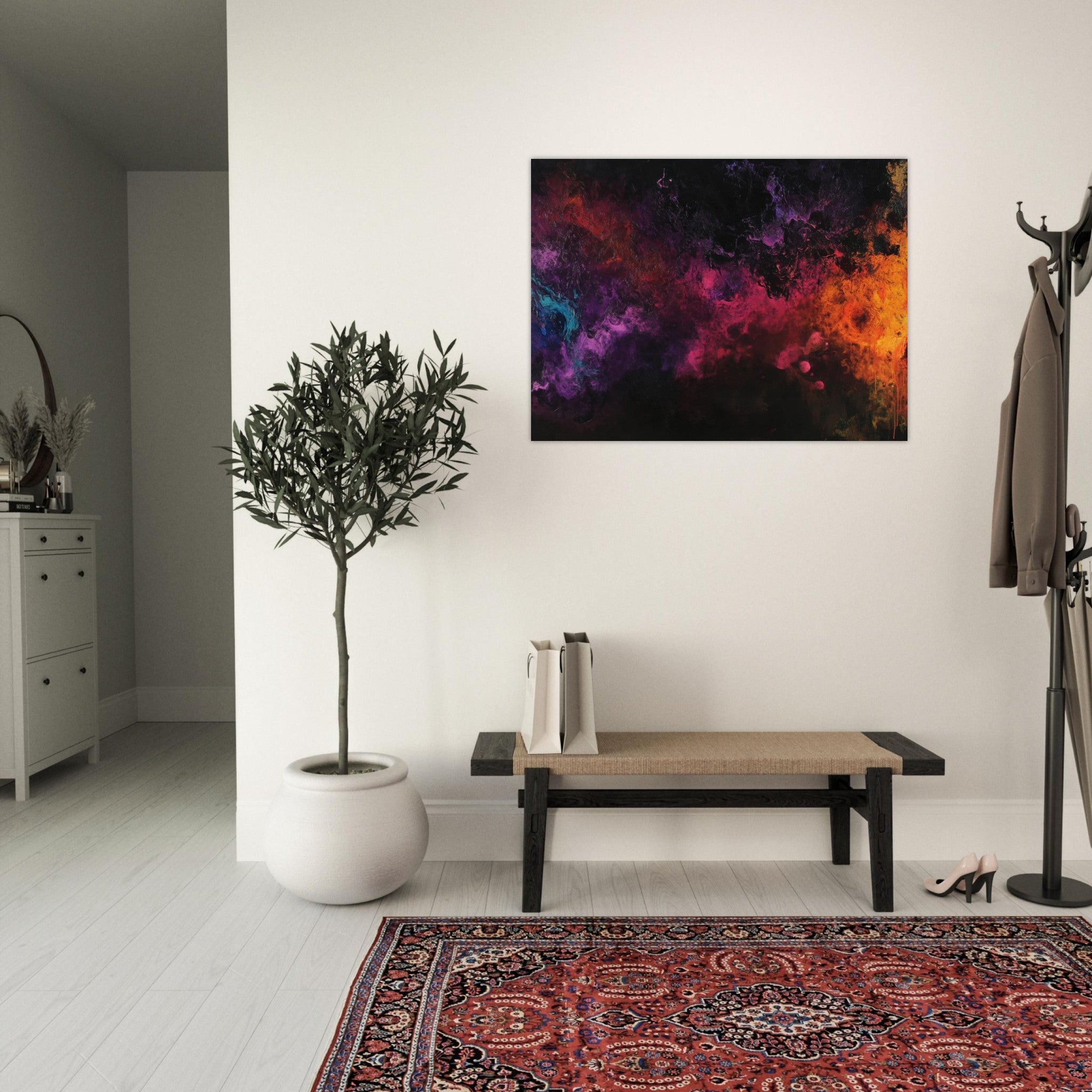 Fine Art Poster Landscape - Chromatic Abyss A dark infinite void punctured 2 - Shop Ai Art WebShop - Digital Art online Store