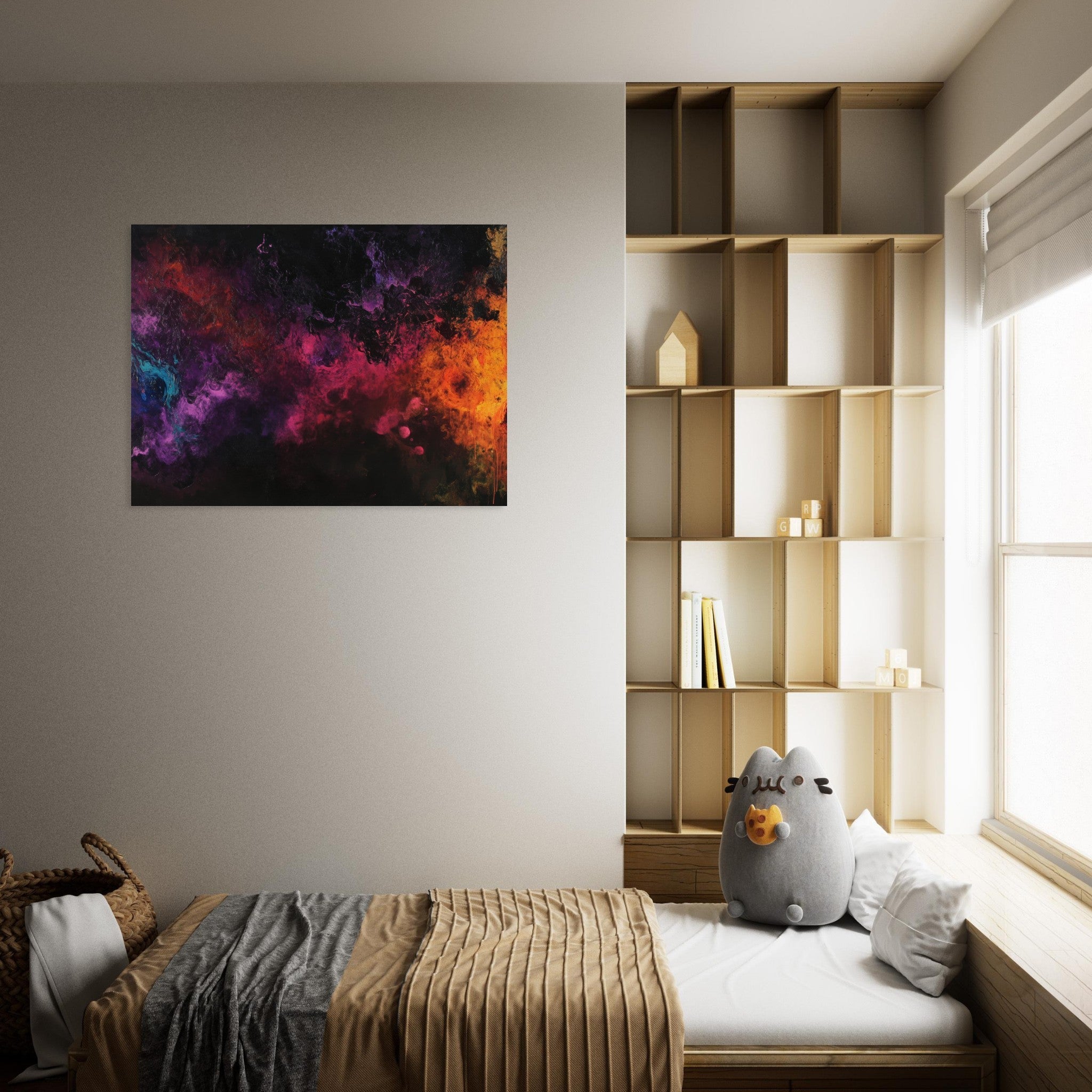 Fine Art Poster Landscape - Chromatic Abyss A dark infinite void punctured 2 - Shop Ai Art WebShop - Digital Art online Store