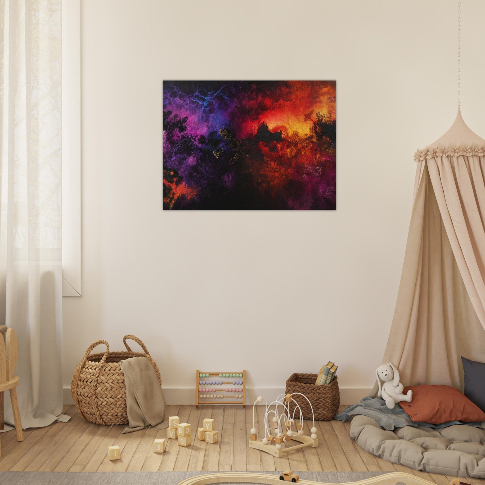 Fine Art Poster Landscape - Chromatic Abyss A dark infinite void punctured 3 - Shop Ai Art WebShop - Digital Art online Store