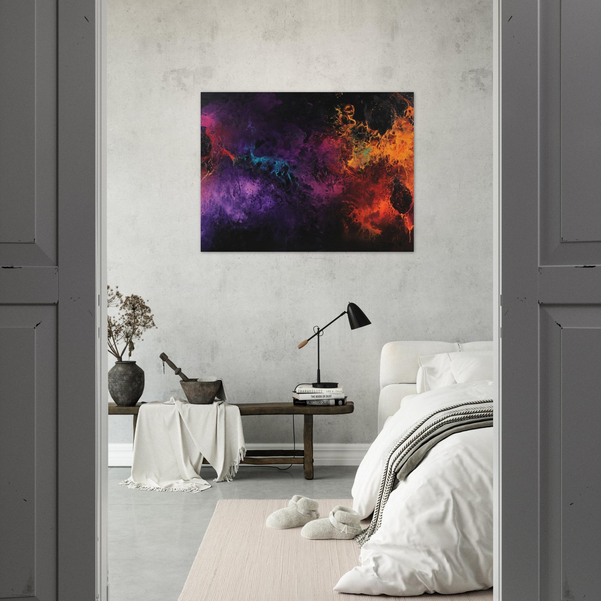 Fine Art Poster Landscape - Chromatic Abyss A dark infinite void punctured 4 - Shop Ai Art WebShop - Digital Art online Store