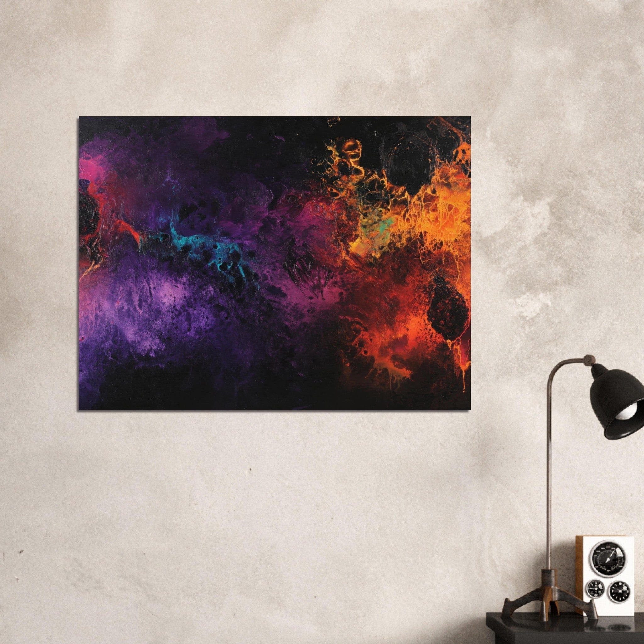 Fine Art Poster Landscape - Chromatic Abyss A dark infinite void punctured 4 - Shop Ai Art WebShop - Digital Art online Store