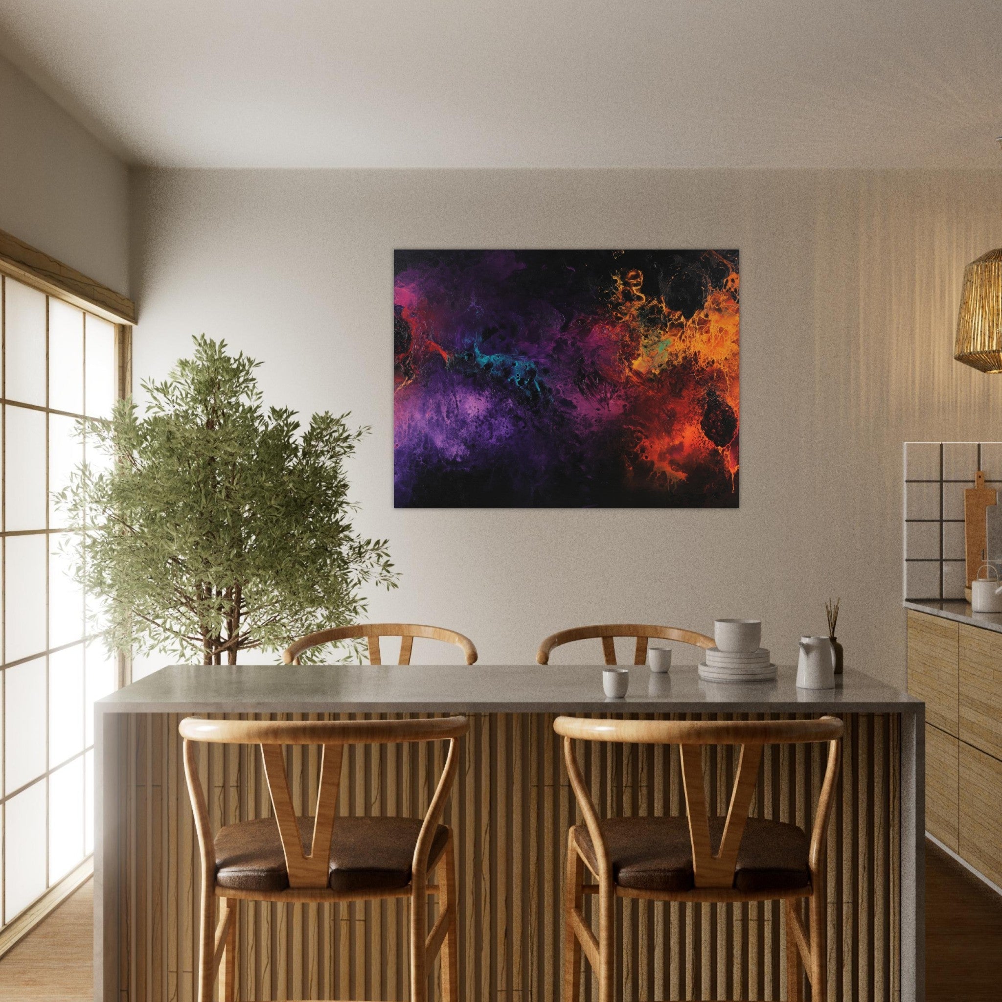 Fine Art Poster Landscape - Chromatic Abyss A dark infinite void punctured 4 - Shop Ai Art WebShop - Digital Art online Store