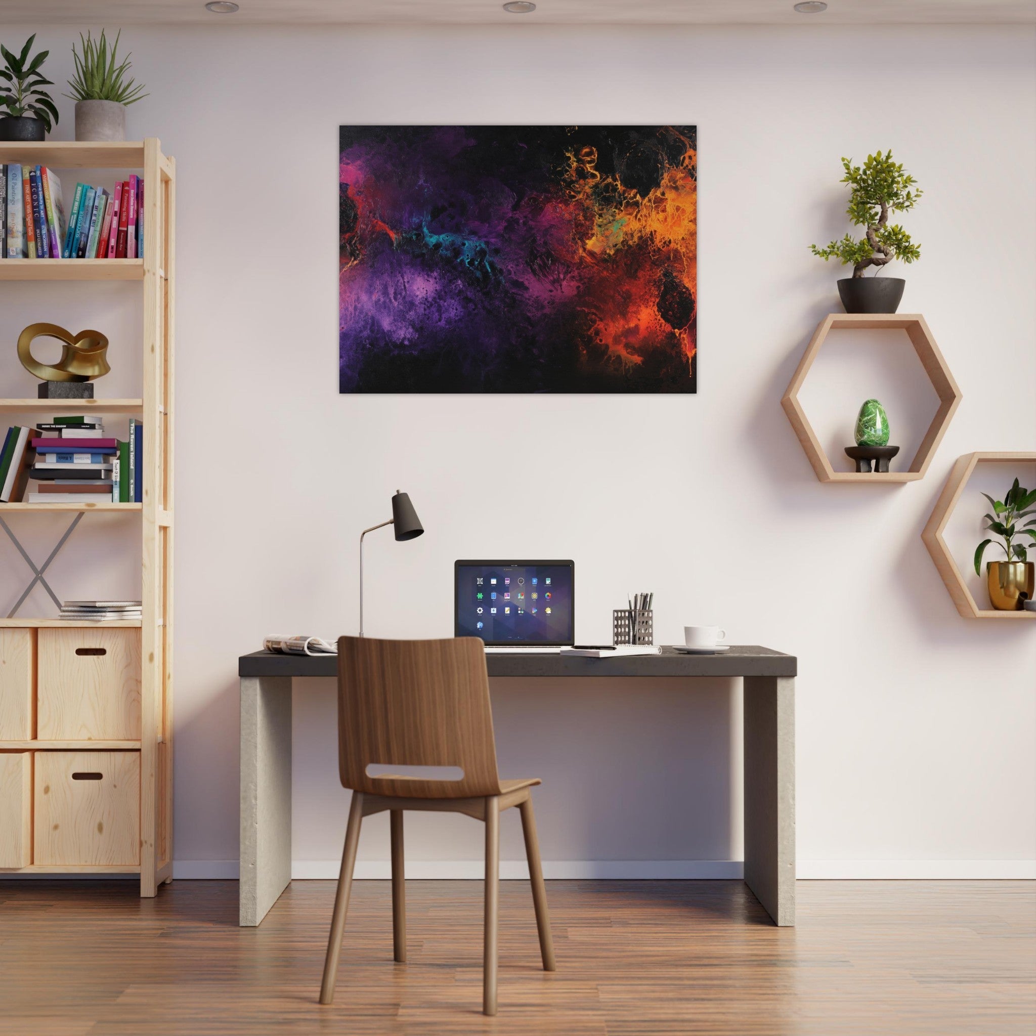 Fine Art Poster Landscape - Chromatic Abyss A dark infinite void punctured 4 - Shop Ai Art WebShop - Digital Art online Store