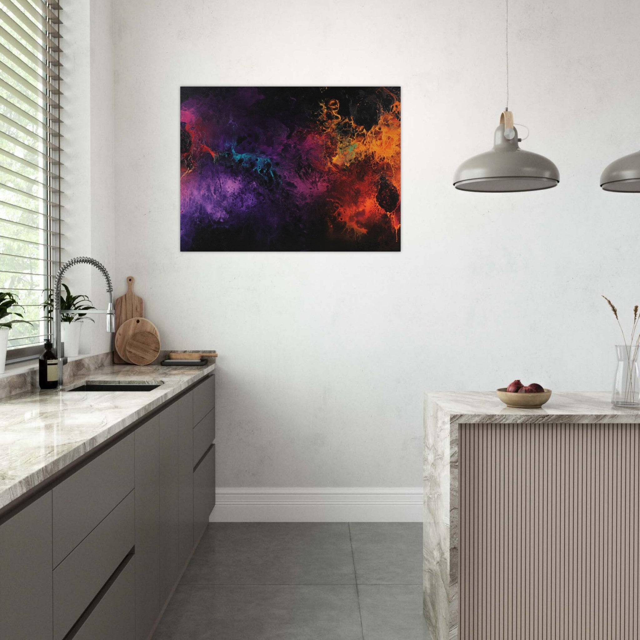 Fine Art Poster Landscape - Chromatic Abyss A dark infinite void punctured 4 - Shop Ai Art WebShop - Digital Art online Store