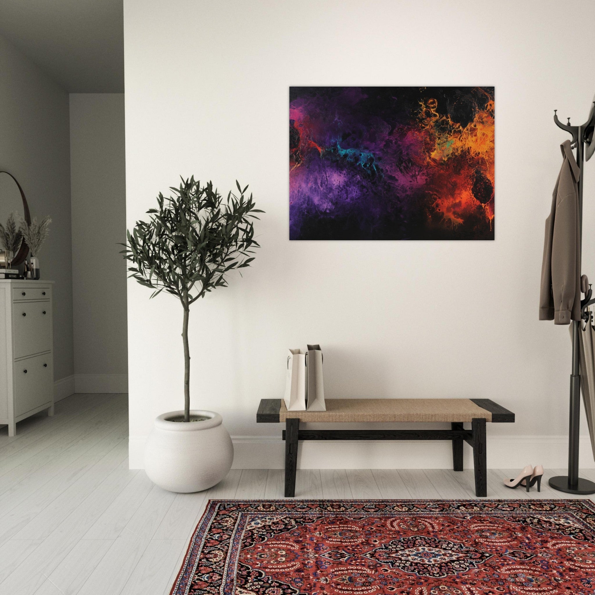 Fine Art Poster Landscape - Chromatic Abyss A dark infinite void punctured 4 - Shop Ai Art WebShop - Digital Art online Store