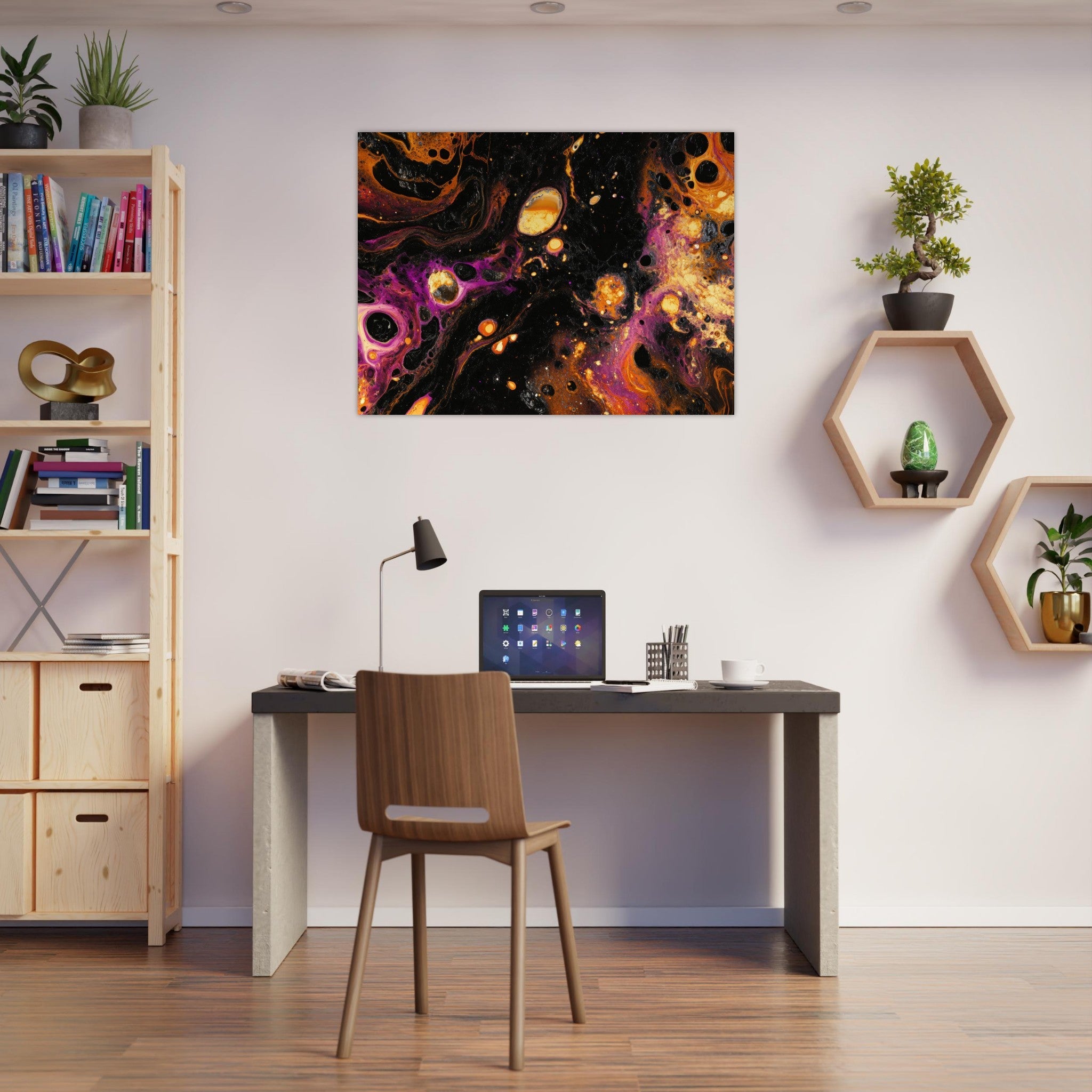Fine Art Poster Landscape - Chromatic Abyss A dark infinite void punctured 7 - Shop Ai Art WebShop - Digital Art online Store