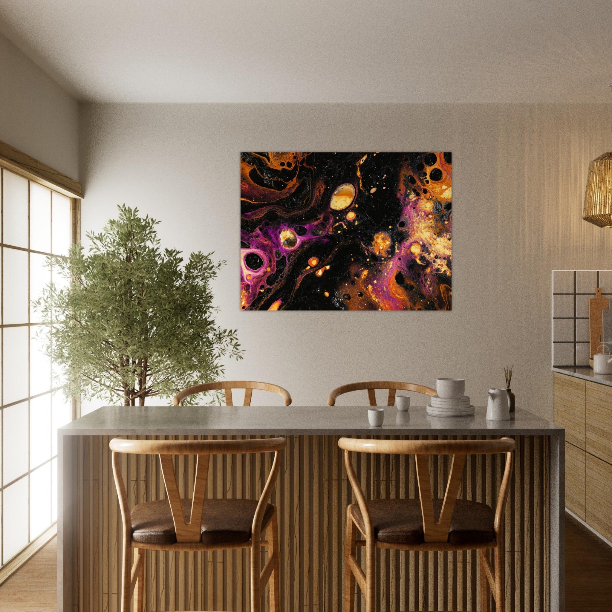 Fine Art Poster Landscape - Chromatic Abyss A dark infinite void punctured 7 - Shop Ai Art WebShop - Digital Art online Store