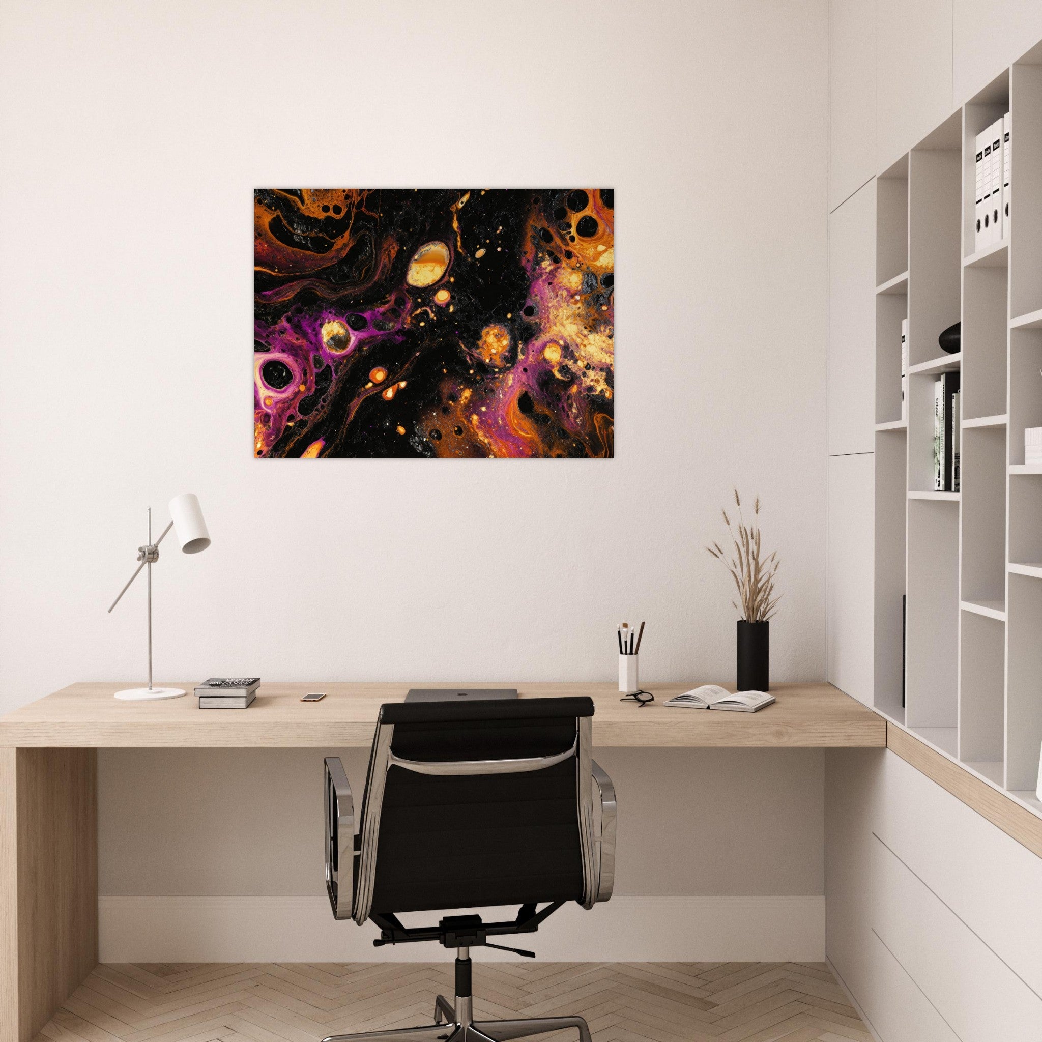 Fine Art Poster Landscape - Chromatic Abyss A dark infinite void punctured 7 - Shop Ai Art WebShop - Digital Art online Store