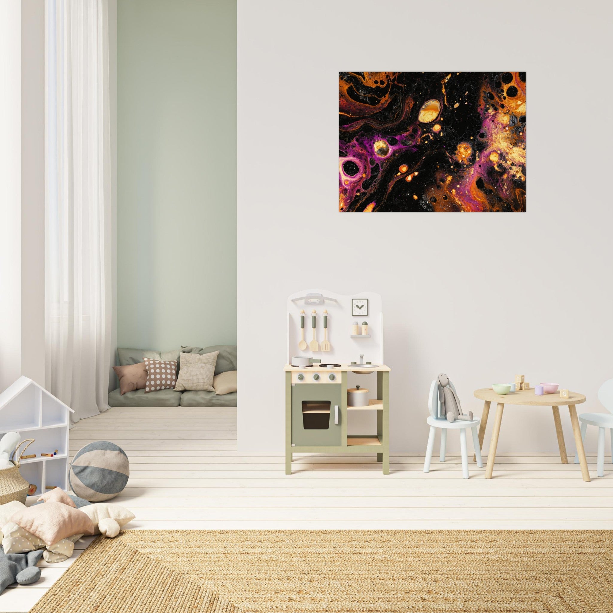 Fine Art Poster Landscape - Chromatic Abyss A dark infinite void punctured 7 - Shop Ai Art WebShop - Digital Art online Store