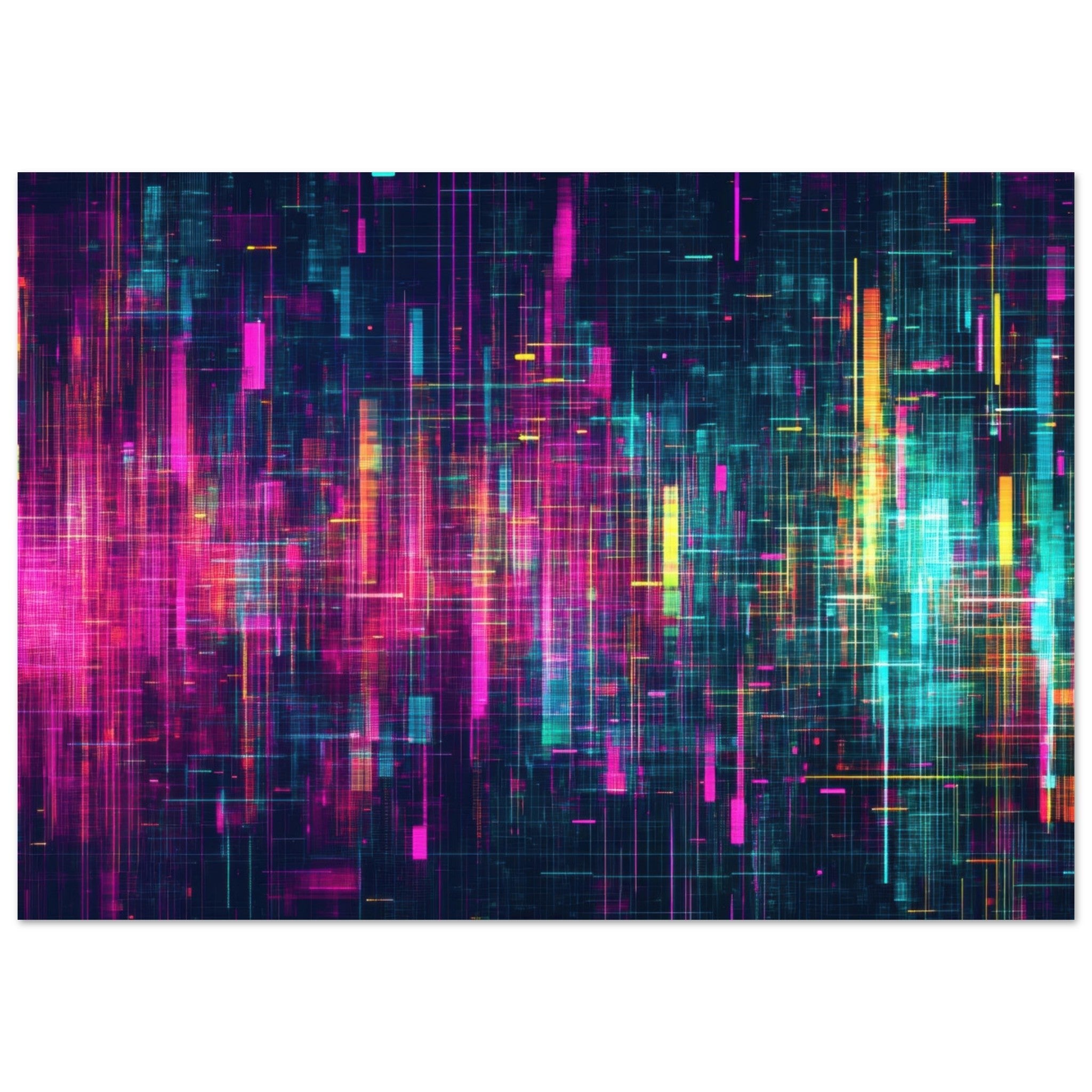 Fine Art Poster Landscape - Digital Pulse A chaotic burst of pitch - inspired - Shop Ai Art WebShop - Digital Art online Store