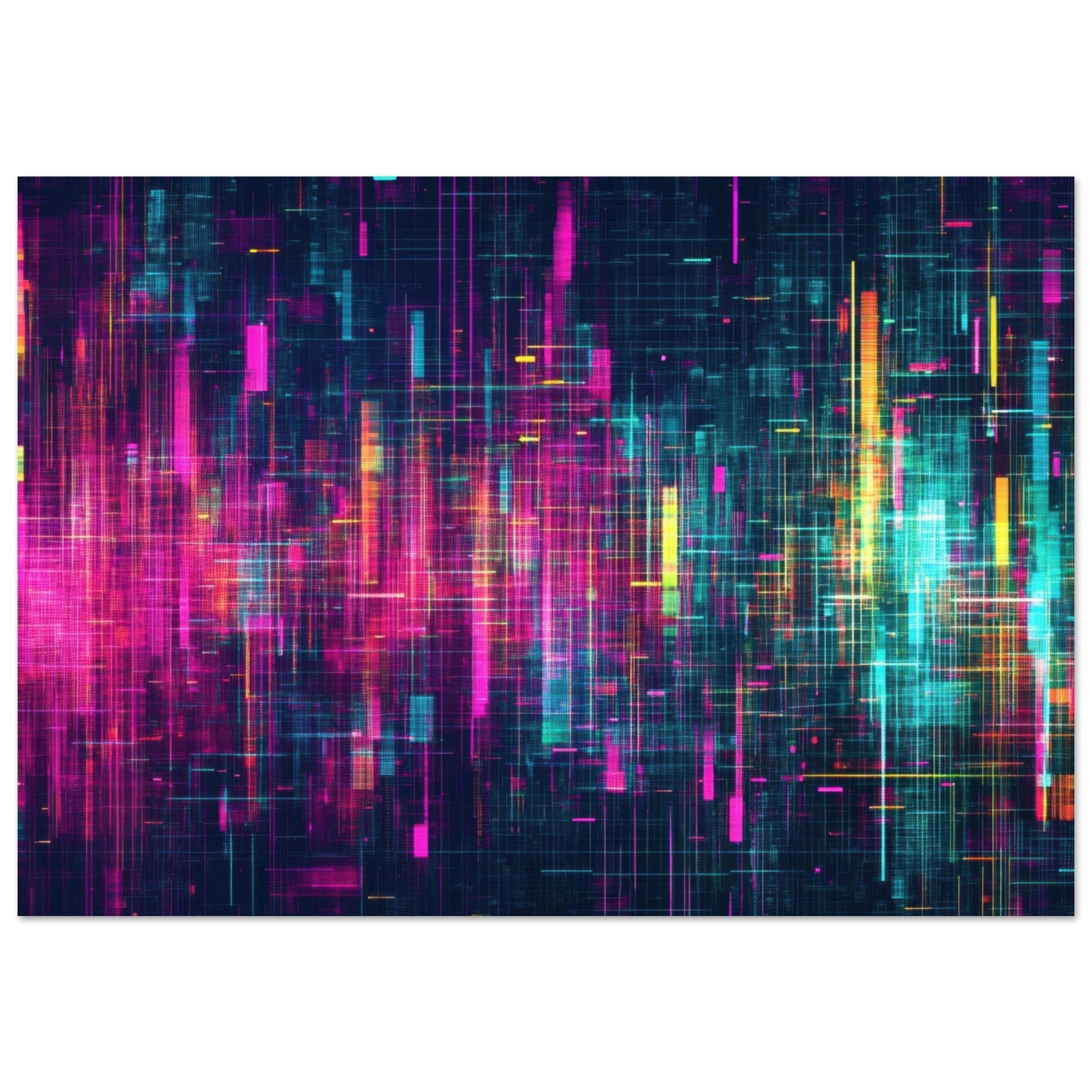 Fine Art Poster Landscape - Digital Pulse A chaotic burst of pitch - inspired - Shop Ai Art WebShop - Digital Art online Store
